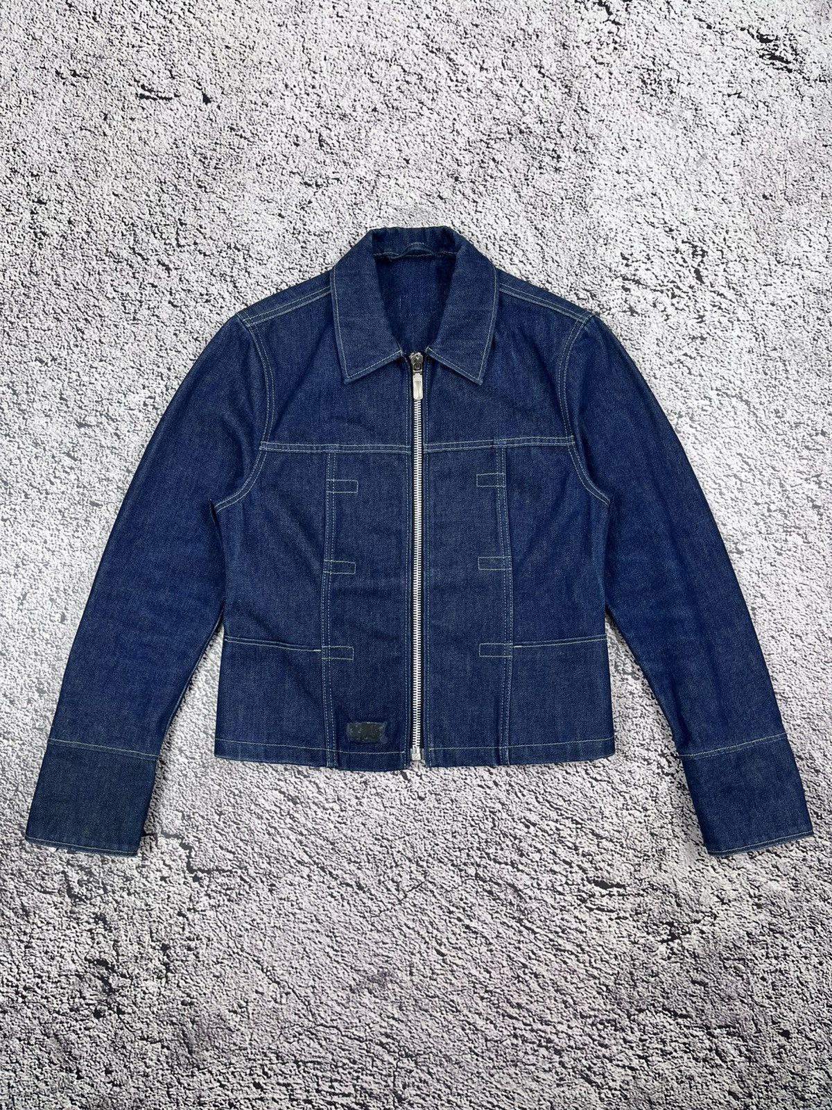 Vintage Y2K Denim Mustang 00s Cropped Denim Zip Jacket