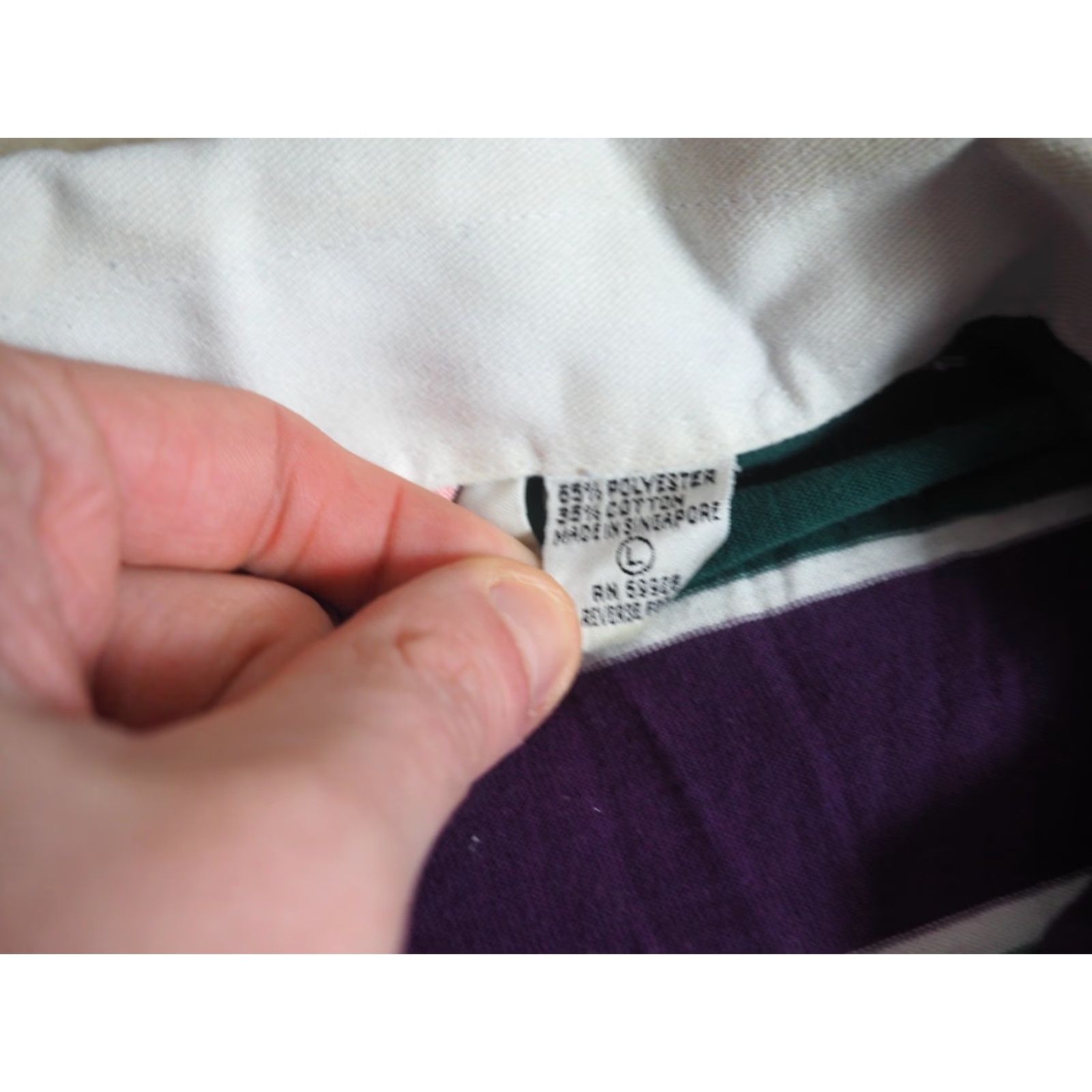 Vintage VINTAGE Studio HQ Rugby Shirt L Mens Green Decade 1990s Striped L/S Polo Cotton Blend Size US L / EU 52-54 / 3 - 6 Thumbnail