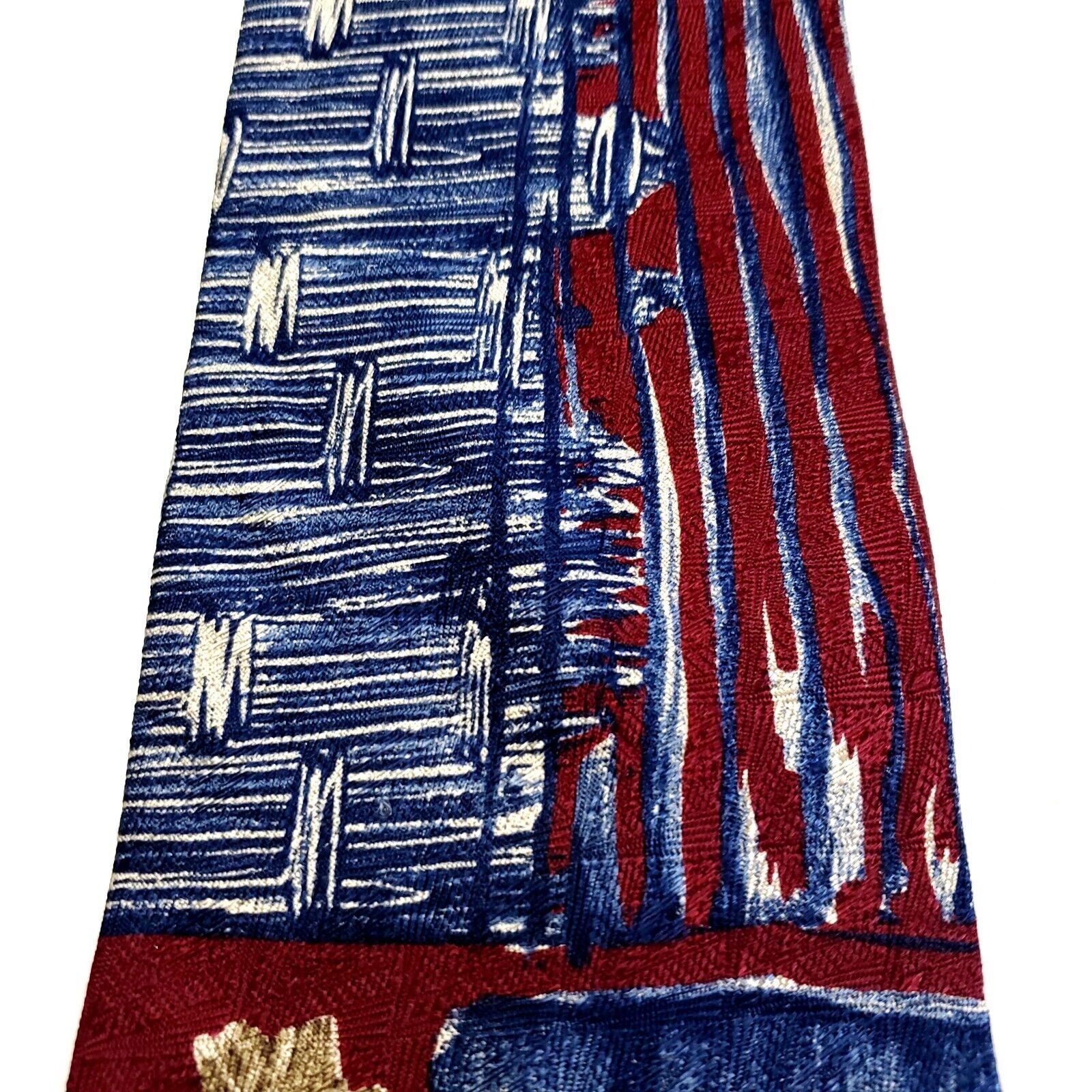 Designer Accents Isaac Zelcer Red Blue Abstract Floral Jaquard Print Size ONE SIZE - 2 Thumbnail