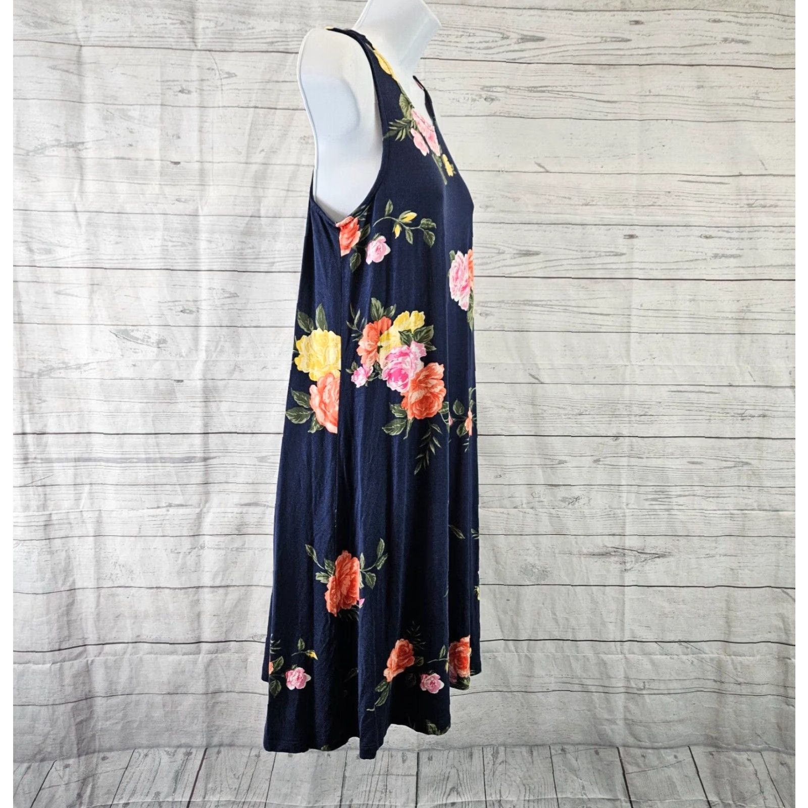 Old Navy Old Navy Womens Tank Dress Sz Small Blue Pink Floral Sleeveless Rayon Blend Size S / US 4 / IT 40 - 3 Thumbnail