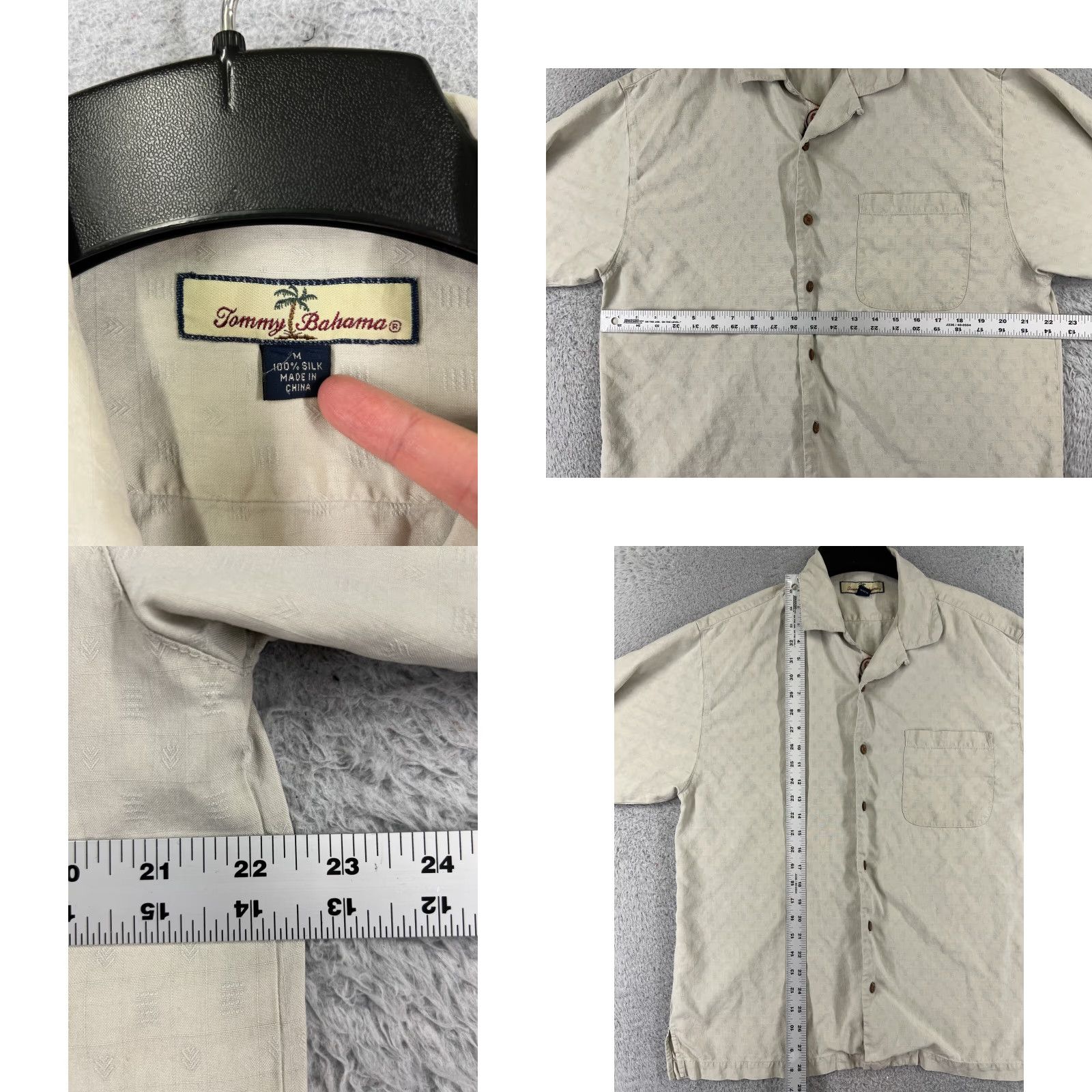 Tommy Bahama Tommy Bahama Shirt Men Medium Beige Silk 19th Hole Button-Up Floral Aloha Beach Hawaiian Resort Vacation Mix Masters Golf - Mens Size US M / EU 48-50 / 2 - 8 Thumbnail