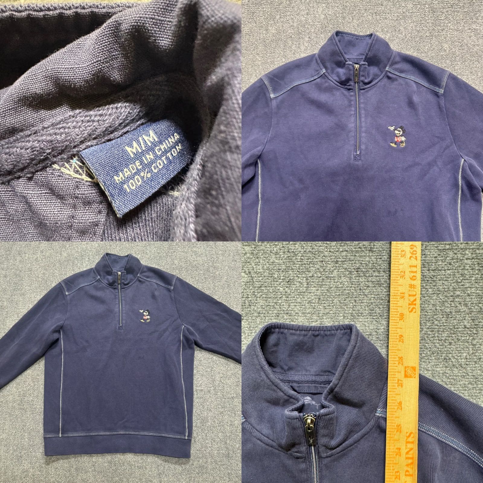 Tommy Bahama Tommy Bahama Walt Disney World Mickey Mouse 1/4 Zip Pullover Sweater Men's M Blue, Pullover, M, Mens Size US M / EU 48-50 / 2 - 8 Thumbnail