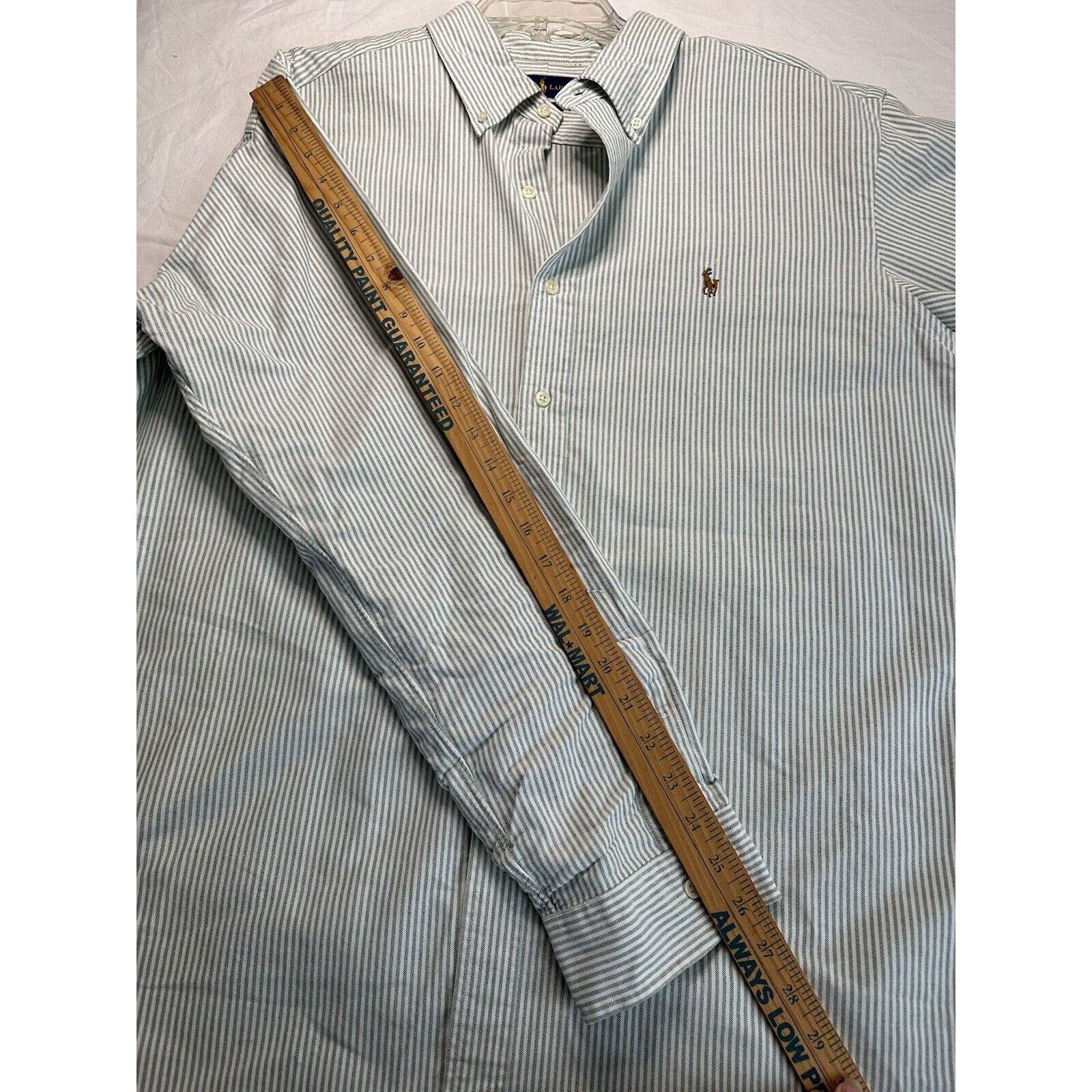 Ralph Lauren Ralph Lauren Custom Fit, XL Shirt Green White Striped/Pony Size US XL / EU 56 / 4 - 9 Thumbnail