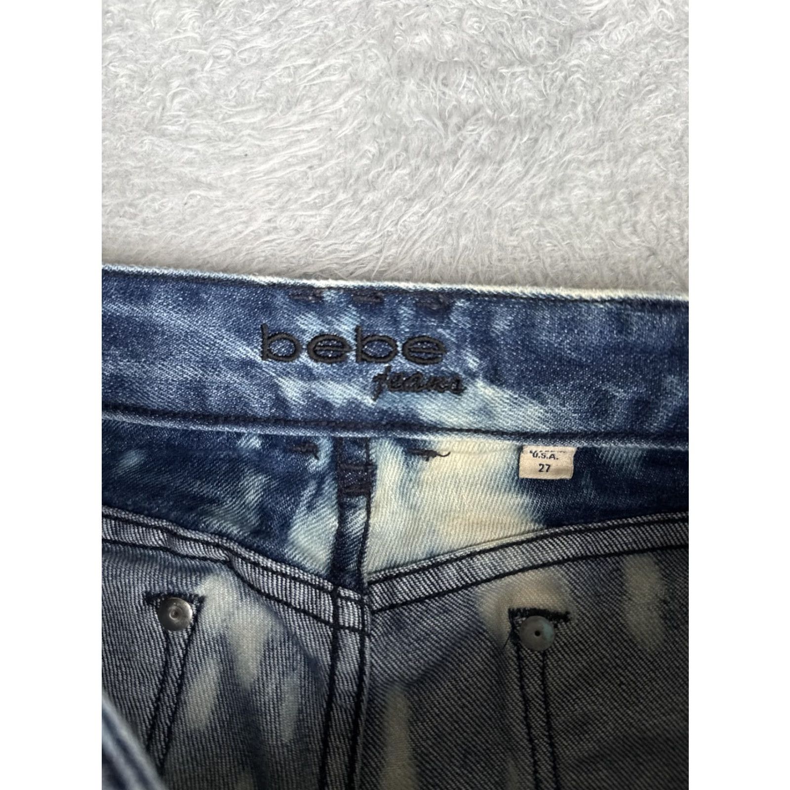 Bebe Bebe Jeans Womens Skinny 27 Blue Med Wash Low Rise Distressed Slim 29x30 Denim Size 27" / US 4 / IT 40 - 6 Thumbnail