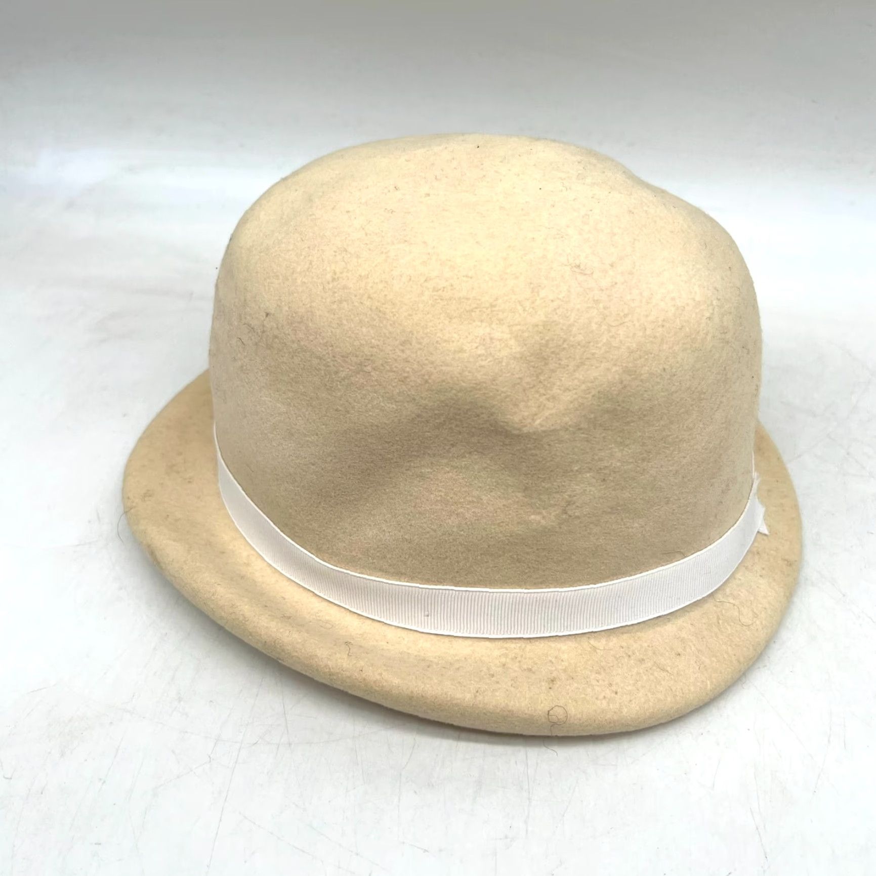 Vintage VINTAGE Keen's Bowler Hat Womens M Ivory Wool Felt Equestrian Fall Winter Spring 90s Size ONE SIZE - 5 Thumbnail