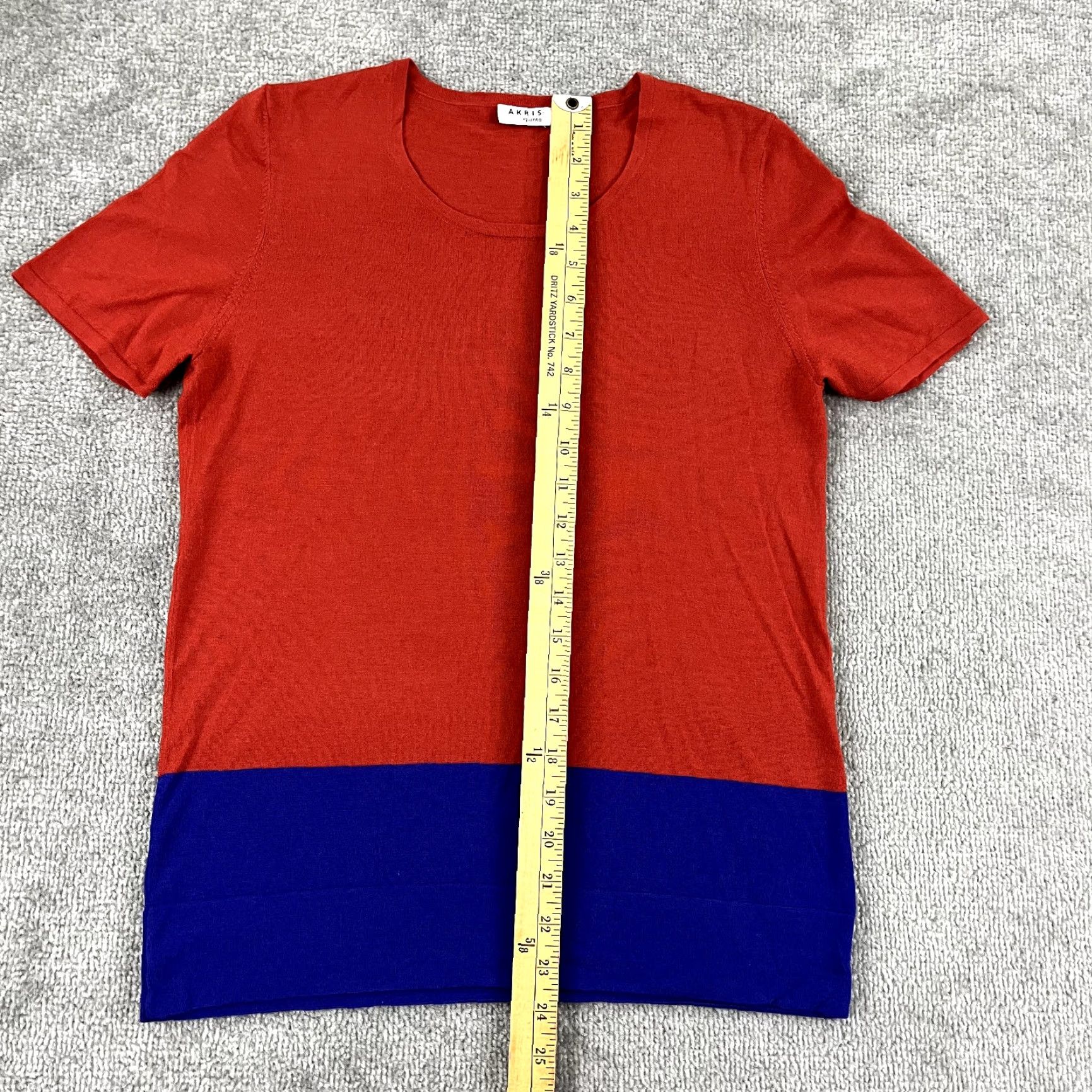 Akris AKRIS PUNTO Top Shirt Womens Size US 10 FR 42 Orange Blue Wool Crew Color Block Size L / US 10 / IT 46 - 5 Thumbnail