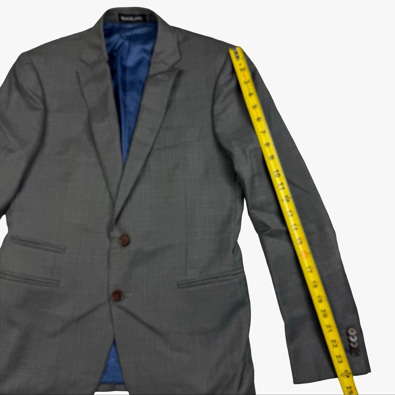 Other Black Lapel Men’s Bespoke Custom Slim 2-Button Blazer Gray • Size 36R - 8 Thumbnail