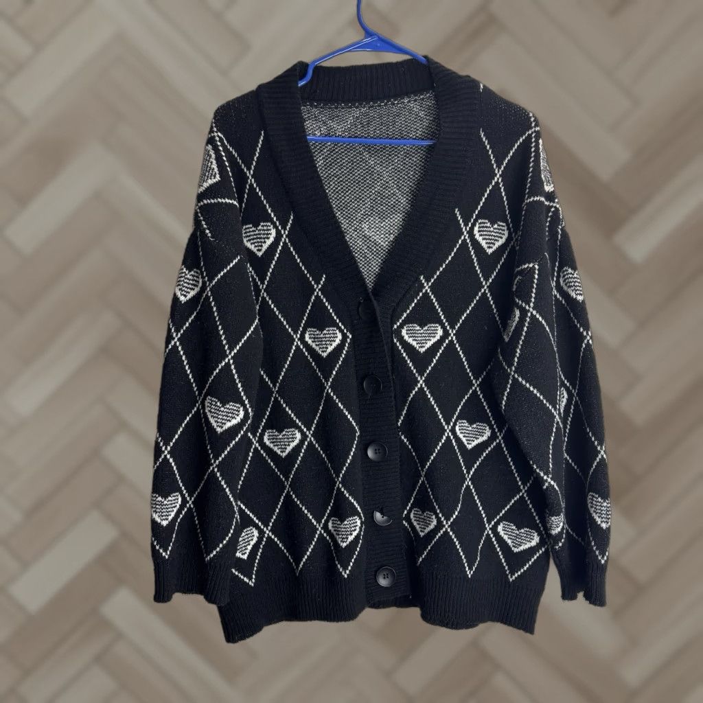 Vintage Hearts Women's Cardigan Sweater L Size Multicolor User: Vintage Hearts Women's Cardigan Sweater L Size Multicolor
