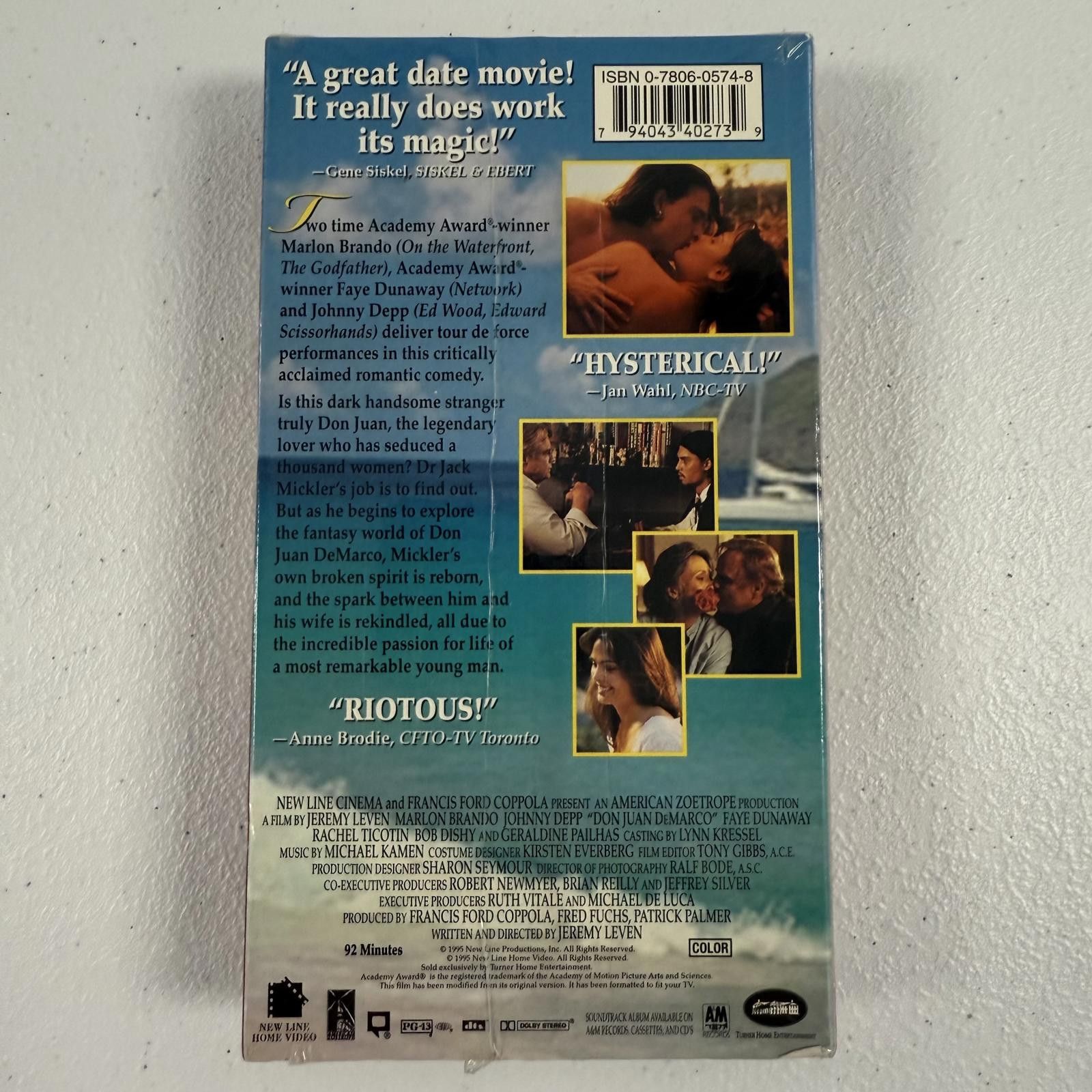 Designer Don Juan DeMarco VHS 1995 Brando Depp DS SEALED RARE Size ONE SIZE - 2 Thumbnail