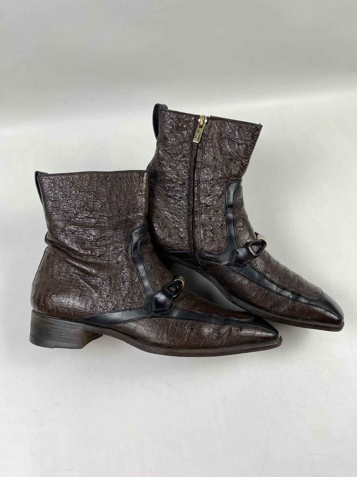 Yves Saint Laurent Archive Yves Saint Laurent Ostrich Skin Heavy Boots Size US 8 / EU 41 - 2 Thumbnail
