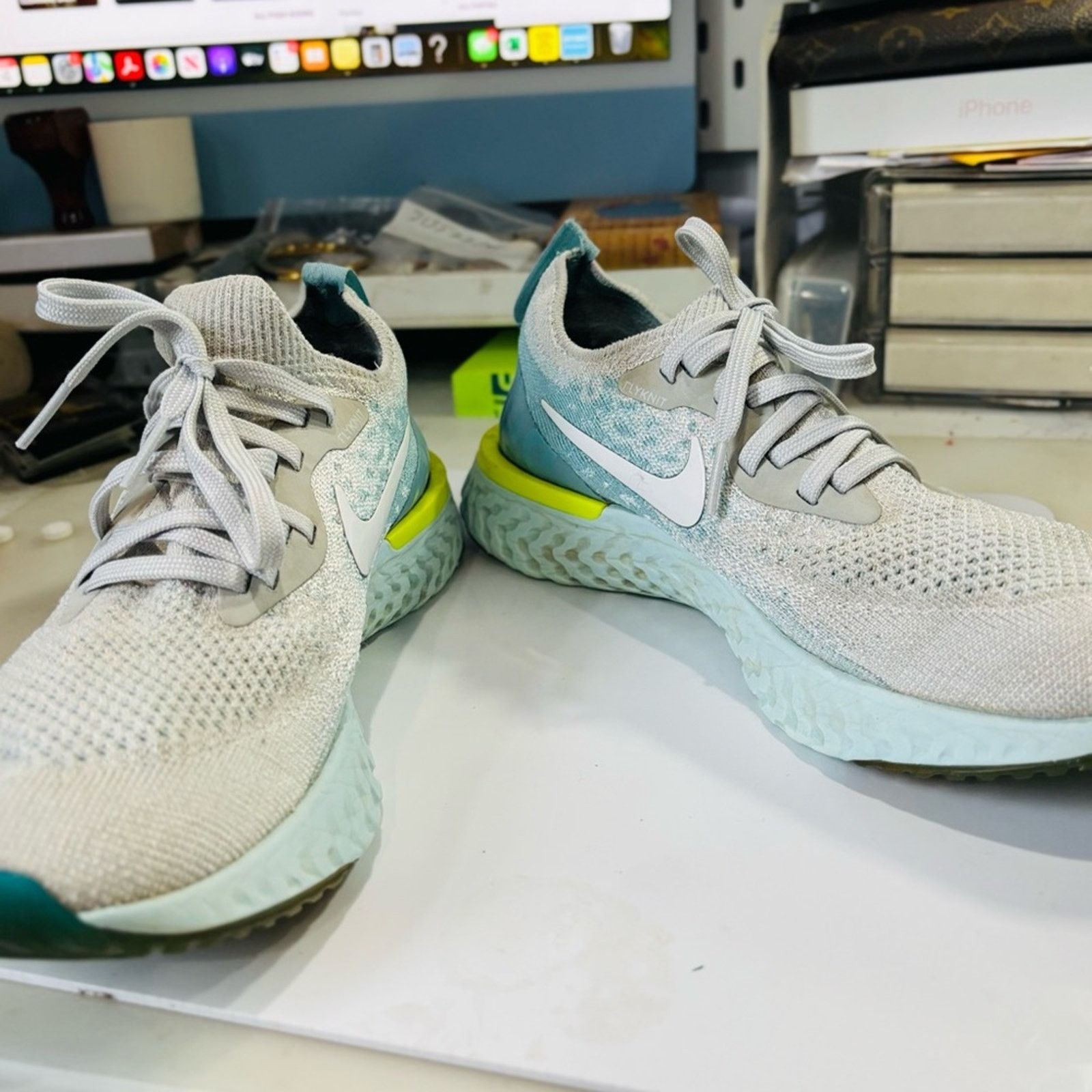 Nike NIKE React Flyknit Sneakers Running Shoes Mica Blue Size US 8 / IT 38 - 8 Thumbnail