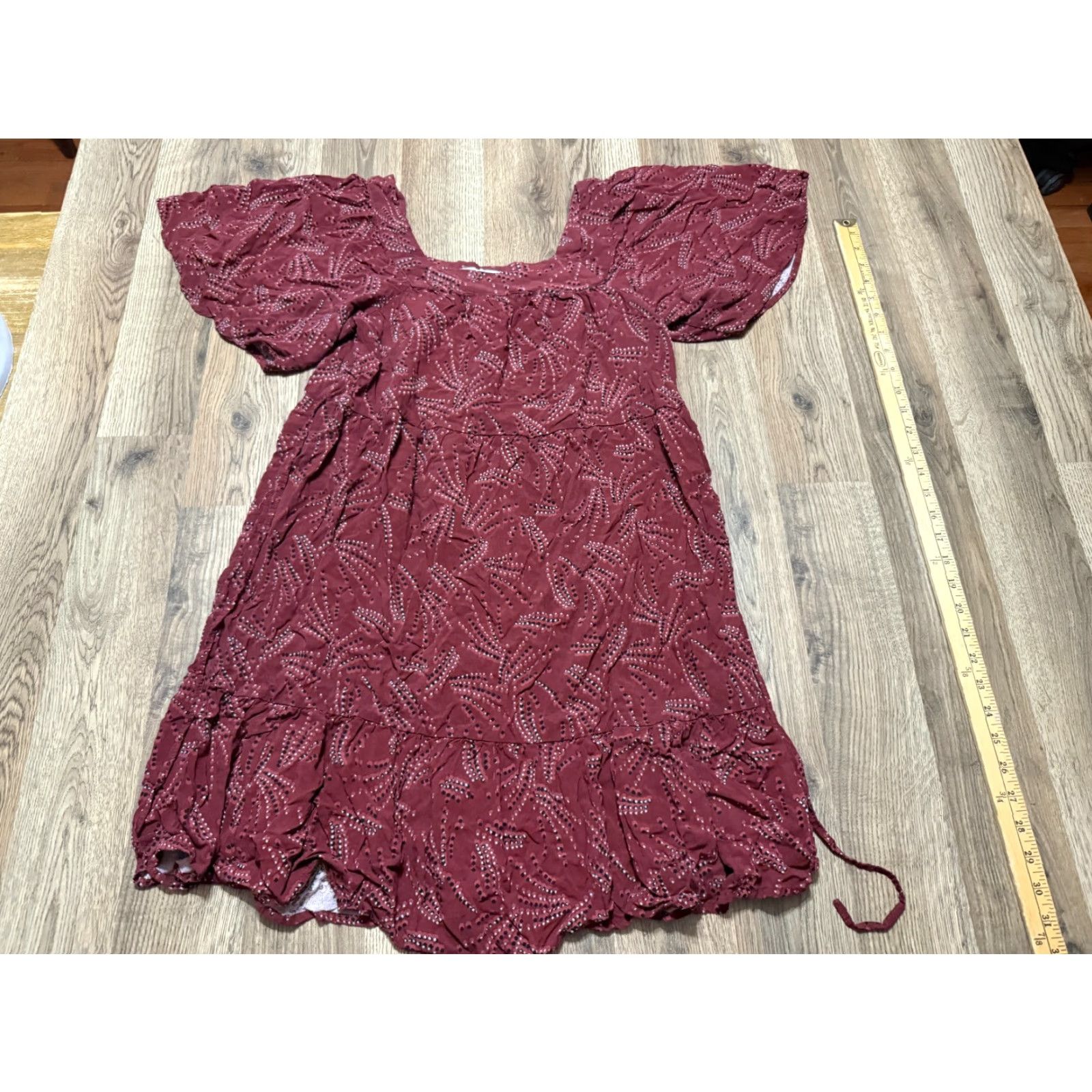 Vintage Maurices Dress Women's Large Brown Black White Short Sleeve Ruffles A-Line Sundress Casual Size 36" / US 14 / IT 50 - 2 Thumbnail