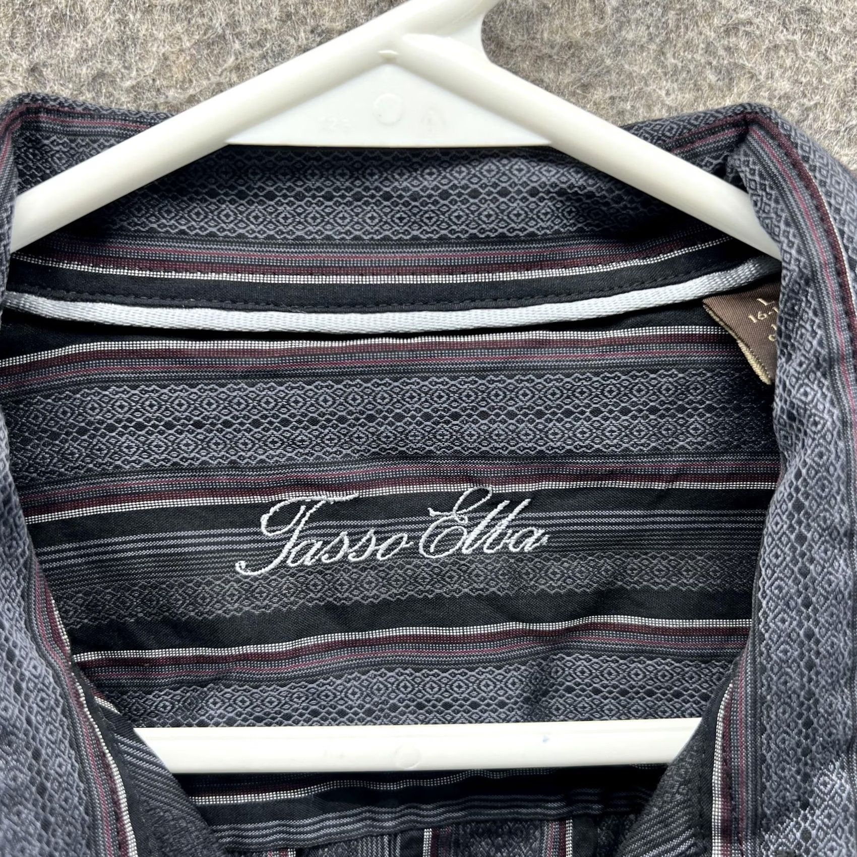 Tasso Elba Tasso Elba Shirt Mens Large Black Gray Striped Long Sleeve Button Front Size US L / EU 52-54 / 3 - 5 Thumbnail