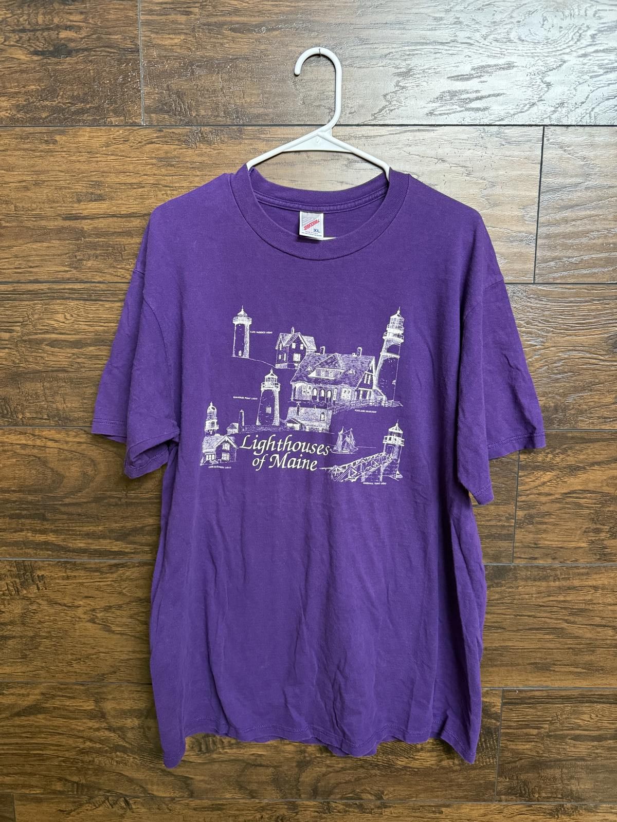 Jerzees VTG Lighthouses of Maine T-shirt Made in USA Tee XL Size US XL / EU 56 / 4 - 1 Thumbnail