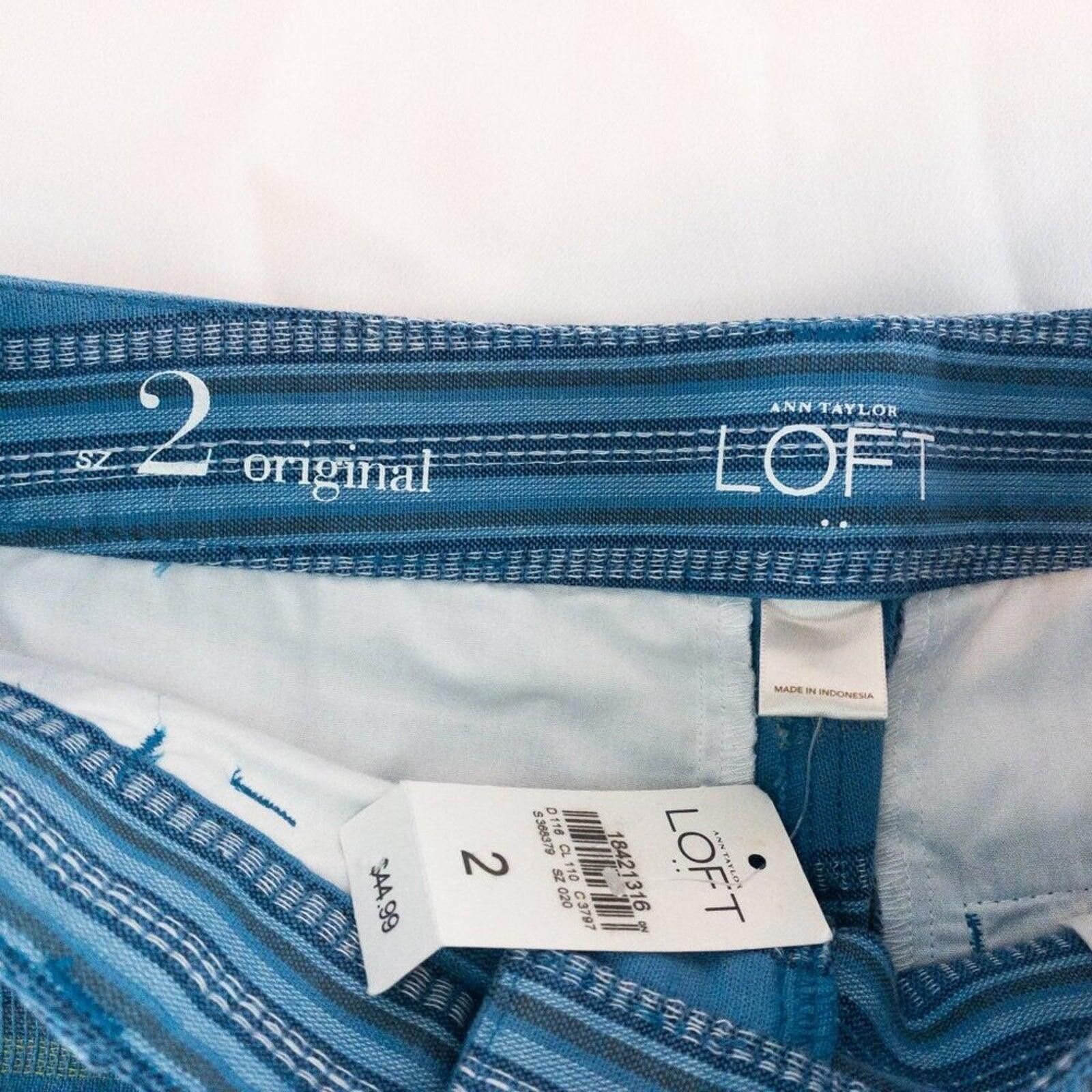 Other Ann Taylor LOFT Striped Blue Green Mini Shorts Womens Size 2 Size 26" / US 2 / IT 38 - 8 Thumbnail