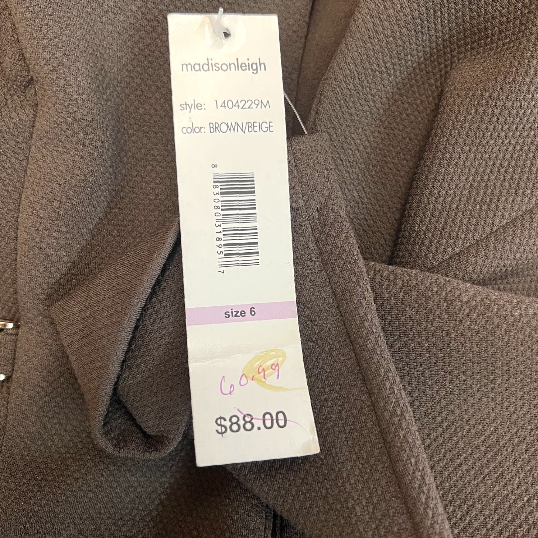 Madison Madison Leigh Blazer Jacket 3/4 Sleeve Cropped Lined Brown Women's Size 6 Formal Short Jacket Size M / US 6-8 / IT 42-44 - 7 Thumbnail
