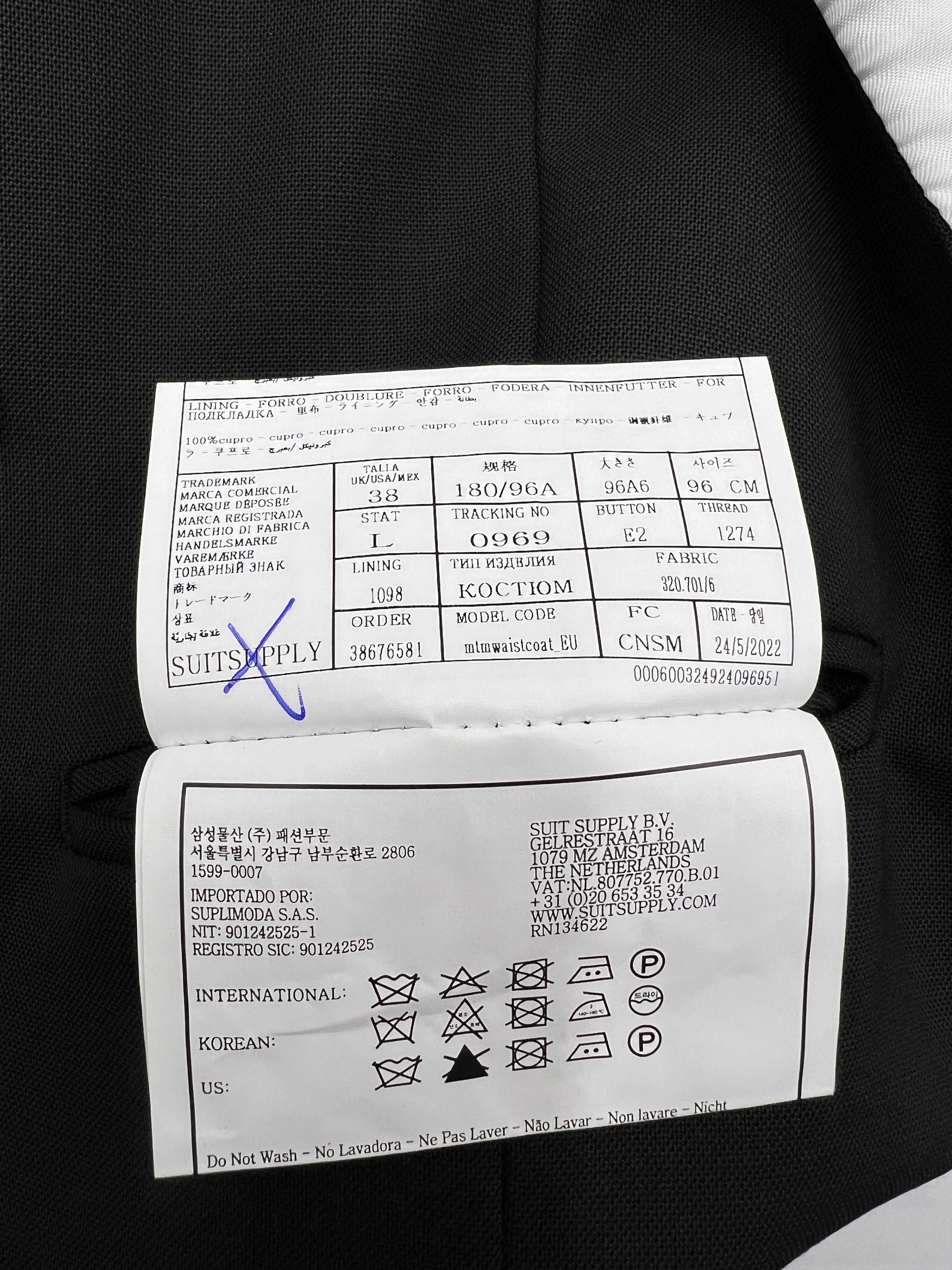 Suitsupply La Spalla Wool Formal Blazer Waistcoat Suit EU:94; UK/US:38L Size 38L - 16 Thumbnail