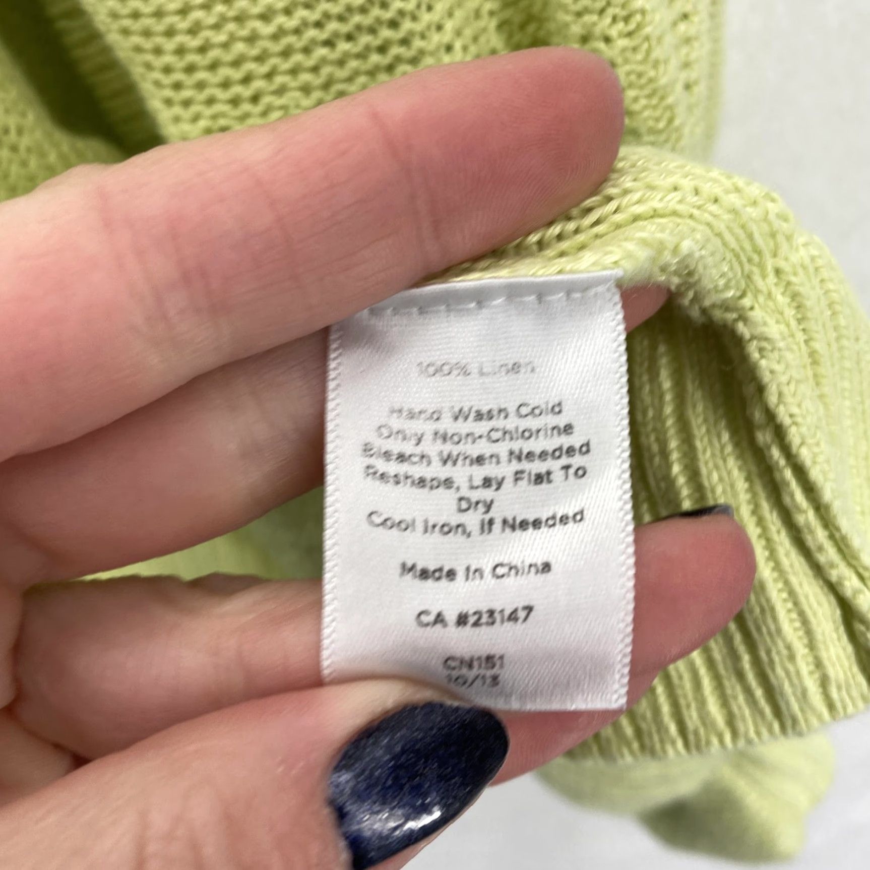 Talbots Talbots Cardigan Sweater Womens 2X Green Linen Open Front Pockets Knit V-Neck Long Sleeve Plus Size XXL / US 16-18 / IT 52-54 - 3 Thumbnail