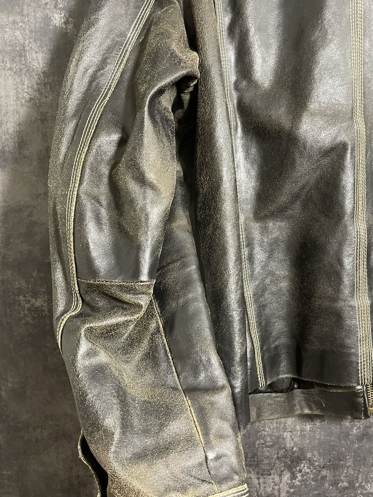 Leather Vintage 90s Faded Washed Leather Jacket Size US L / EU 52-54 / 3 - 17 Thumbnail