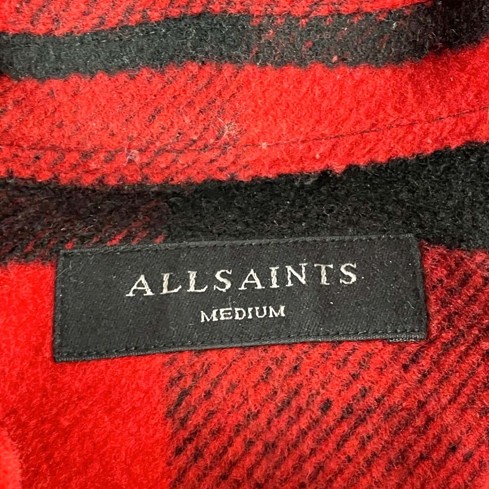Allsaints All Saints DryTown Flannel Overshirt Men M Red Buffalo Check Wool Blend Size US M / EU 48-50 / 2 - 2 Thumbnail