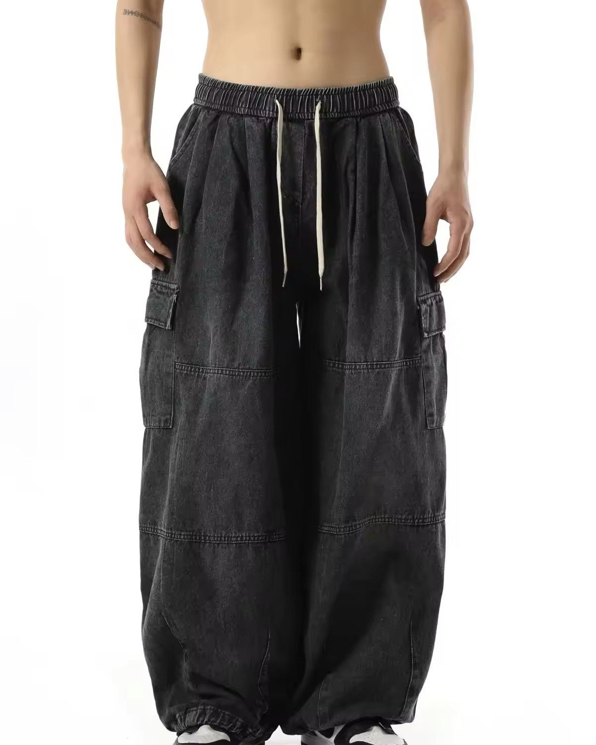 Black Baggy Cargo SweatPant