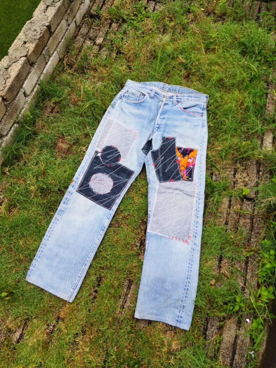 Levi's Vintage Clothing Levis Vintage 501 Redline Custom Boro Patchwork Jeans Size US 34 / EU 50 - 1 Thumbnail
