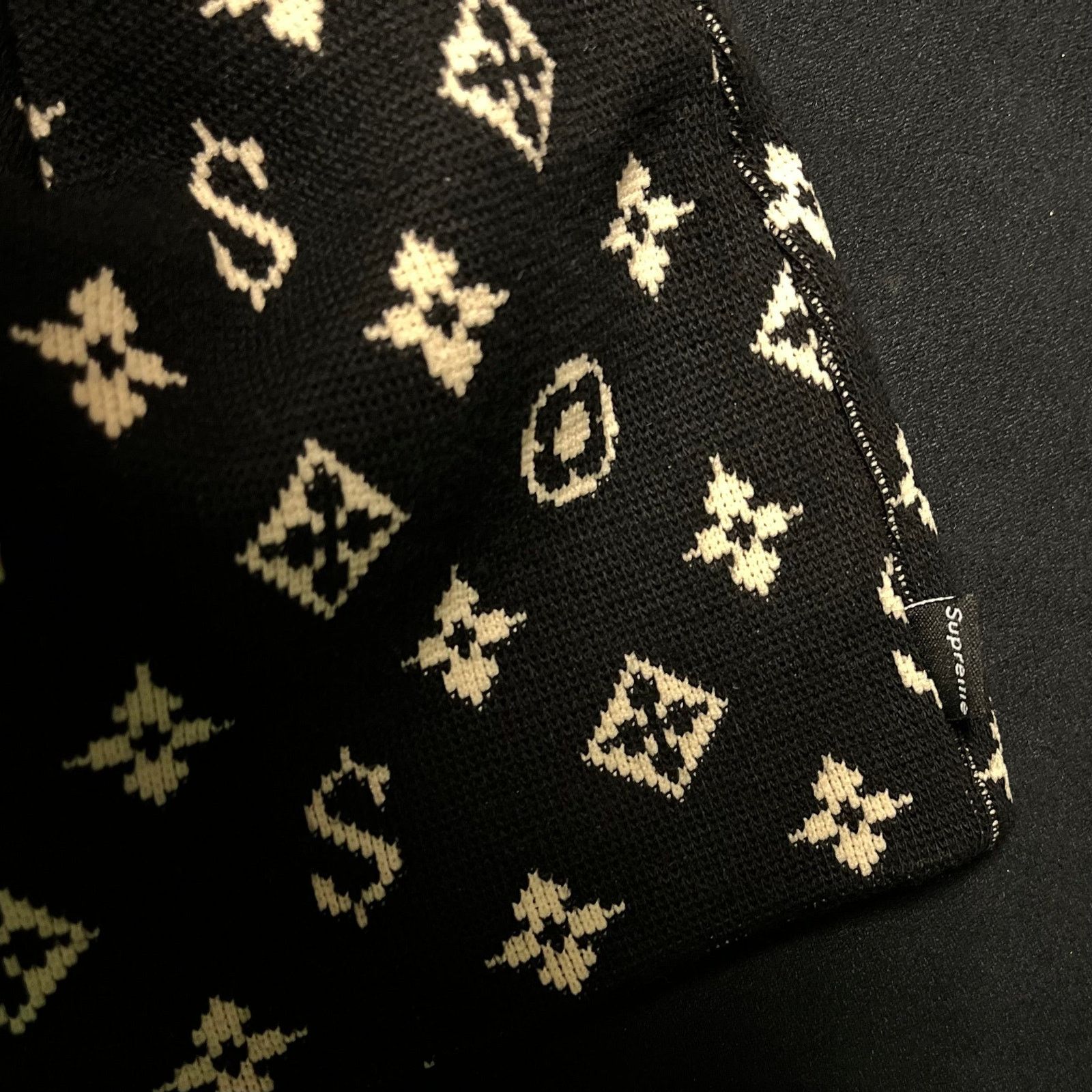 Supreme 2000 Supreme LV Monogram Black Beanie Size ONE SIZE - 4 Thumbnail