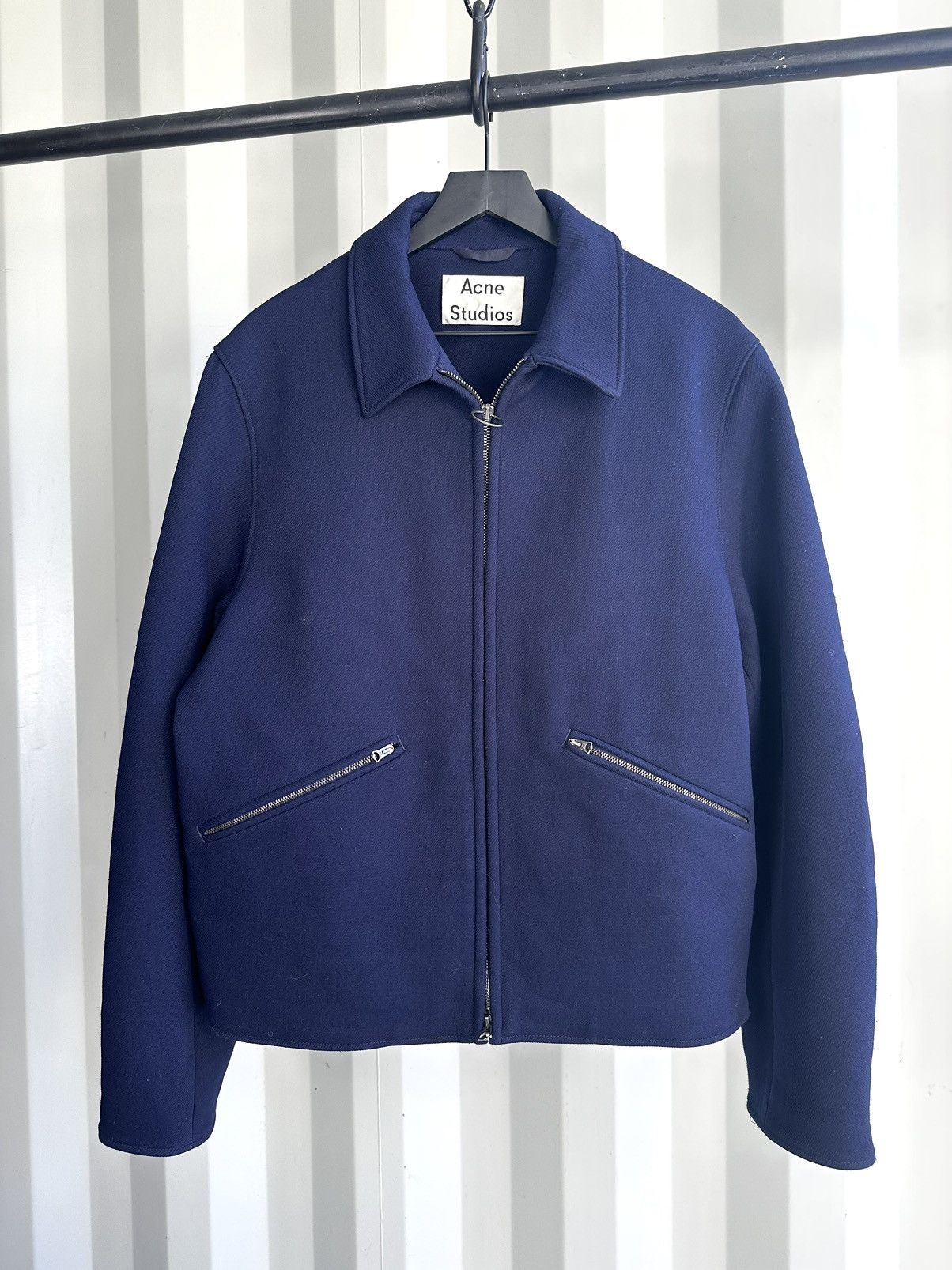 image of Acne Studios Miles Two Tone Zip Jacket in Blue, Men's (Size Large)