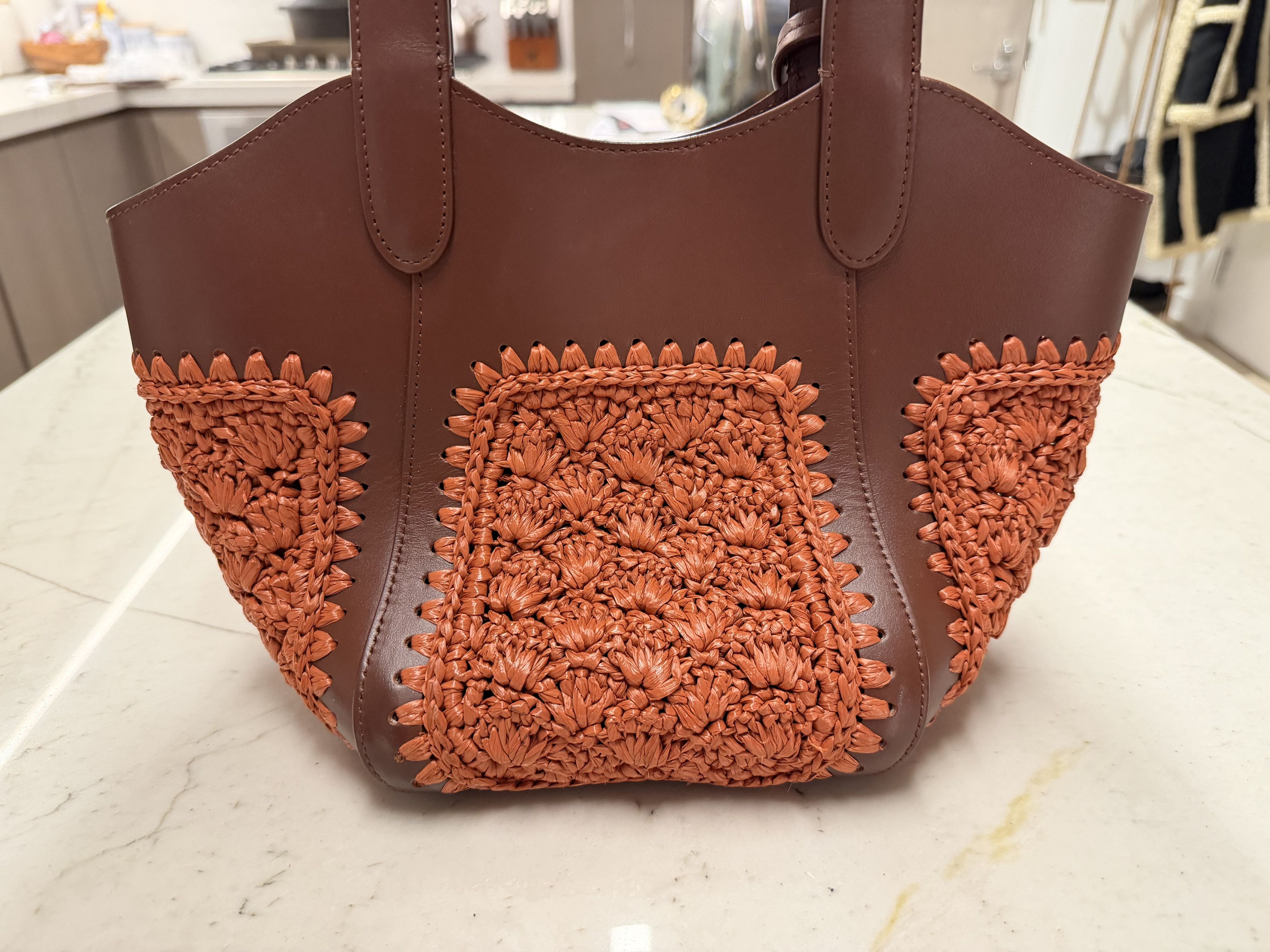 Giorgio Armani Small Handbag In Leather And Raffia Size ONE SIZE - 3 Thumbnail