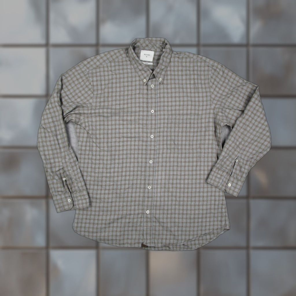 Billy Reid VINTAGE? Wait: Not vintage. Billy Reid Shirt Mens XL Gray Olive Plaid Button-Down Standard Made in Italy Size US XL / EU 56 / 4 - 1 Thumbnail