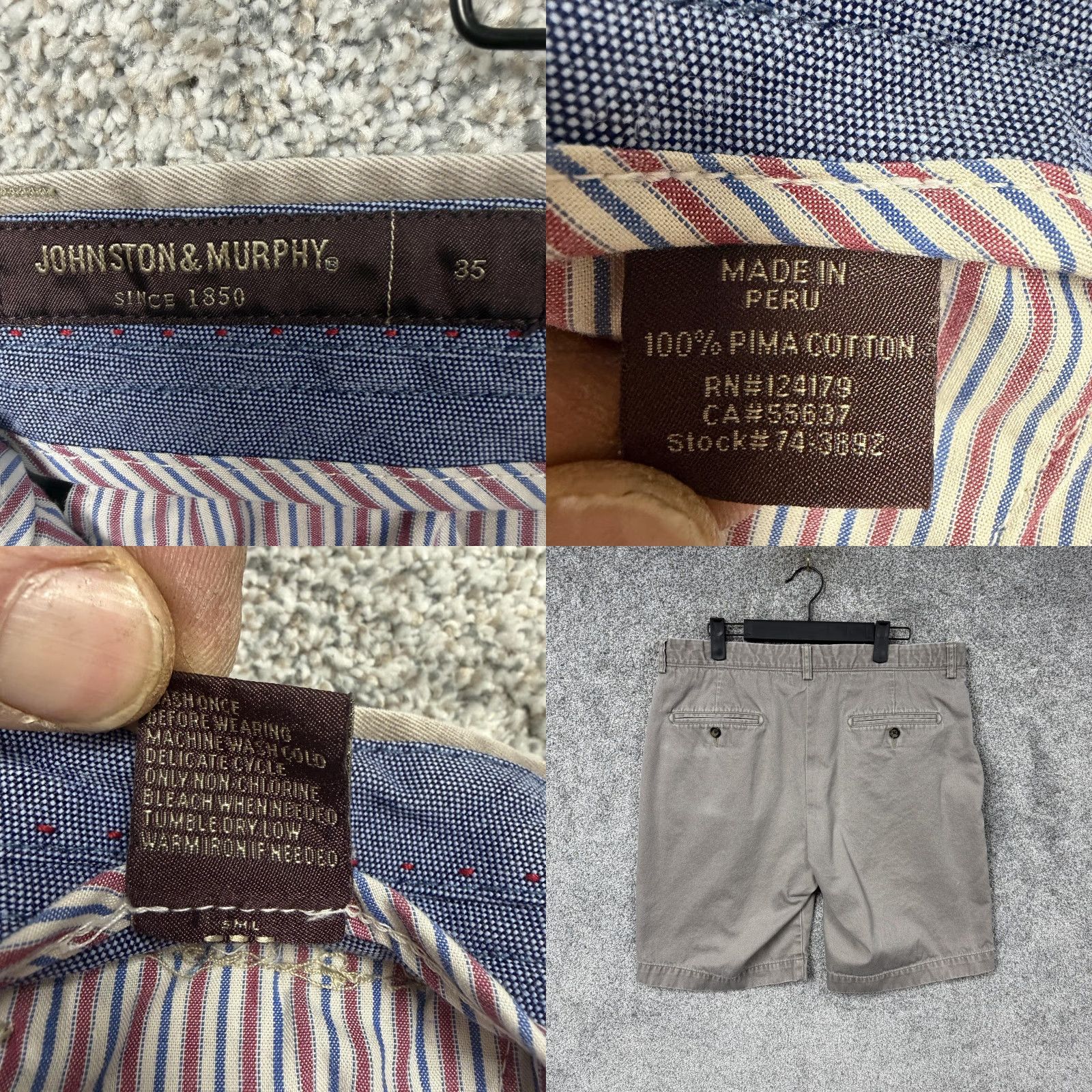 Johnston & Murphy Johnston & Murphy Chino Shorts Mens 35x10 Beige Stone Preppy Old Money Summer Denim? Size US 35 - 8 Thumbnail