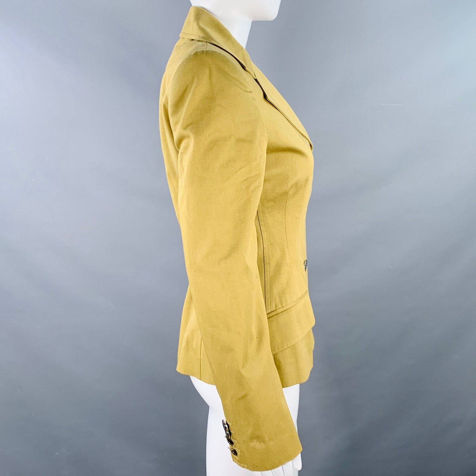Dolce & Gabbana Size 6 Khaki Cotton Twill Fitted Button Up Jacket Blazer Size M / US 6-8 / IT 42-44 - 2 Thumbnail