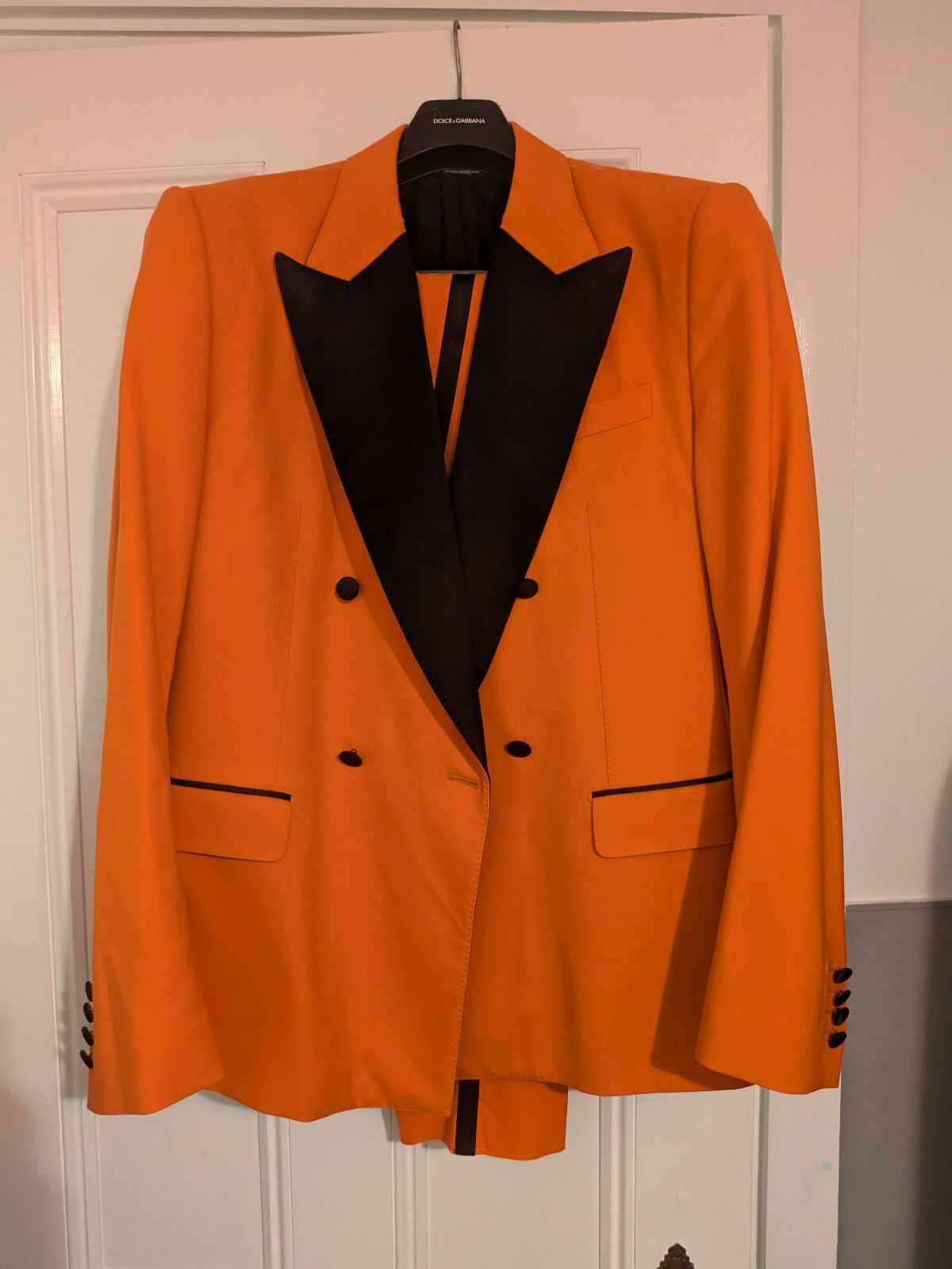 Dolce & Gabbana Two-Piece Dolce and Gabbana Orange Wool Tuxedo Size 46R - 2 Thumbnail