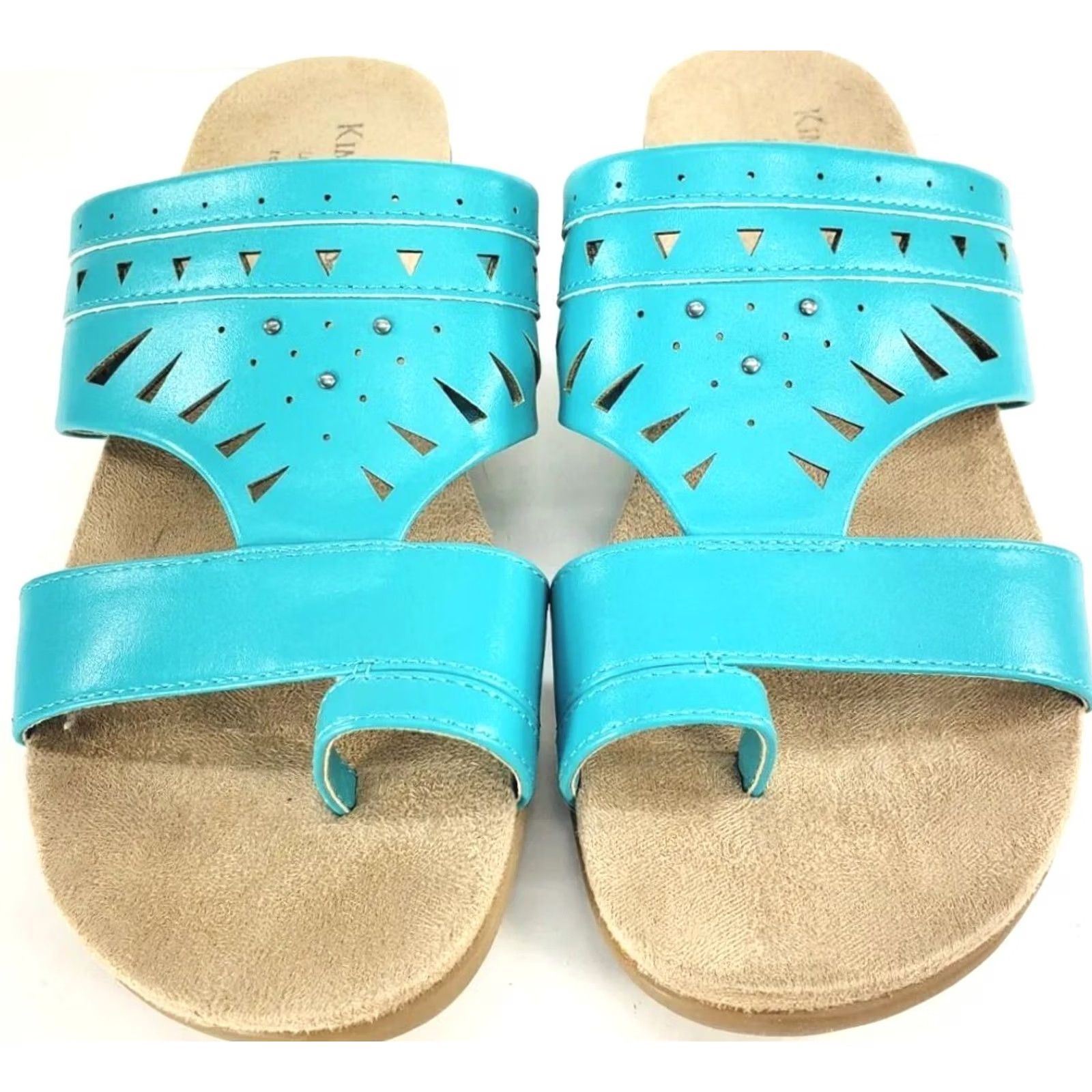 Vintage Kim Rogers Tauren Women's 8M Ultra Comfort Slip On Sandals Turquoise Blue Size US 8 / IT 38 - 3 Thumbnail