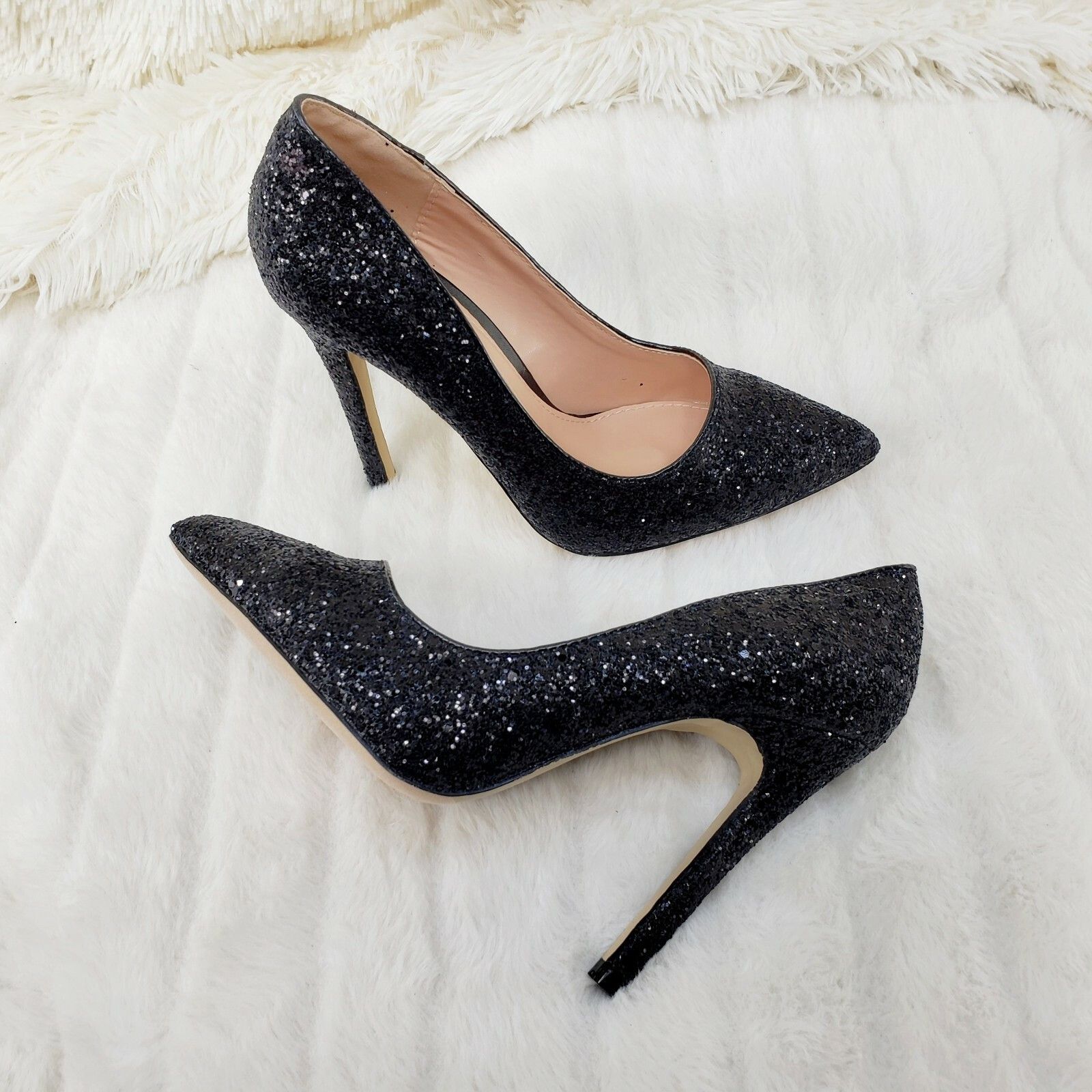 Other Weeboo Black Glitter 4" High Heel Shoes Pointy Toe Pump 6.5- Size US 7 / IT 37 - 1 Thumbnail