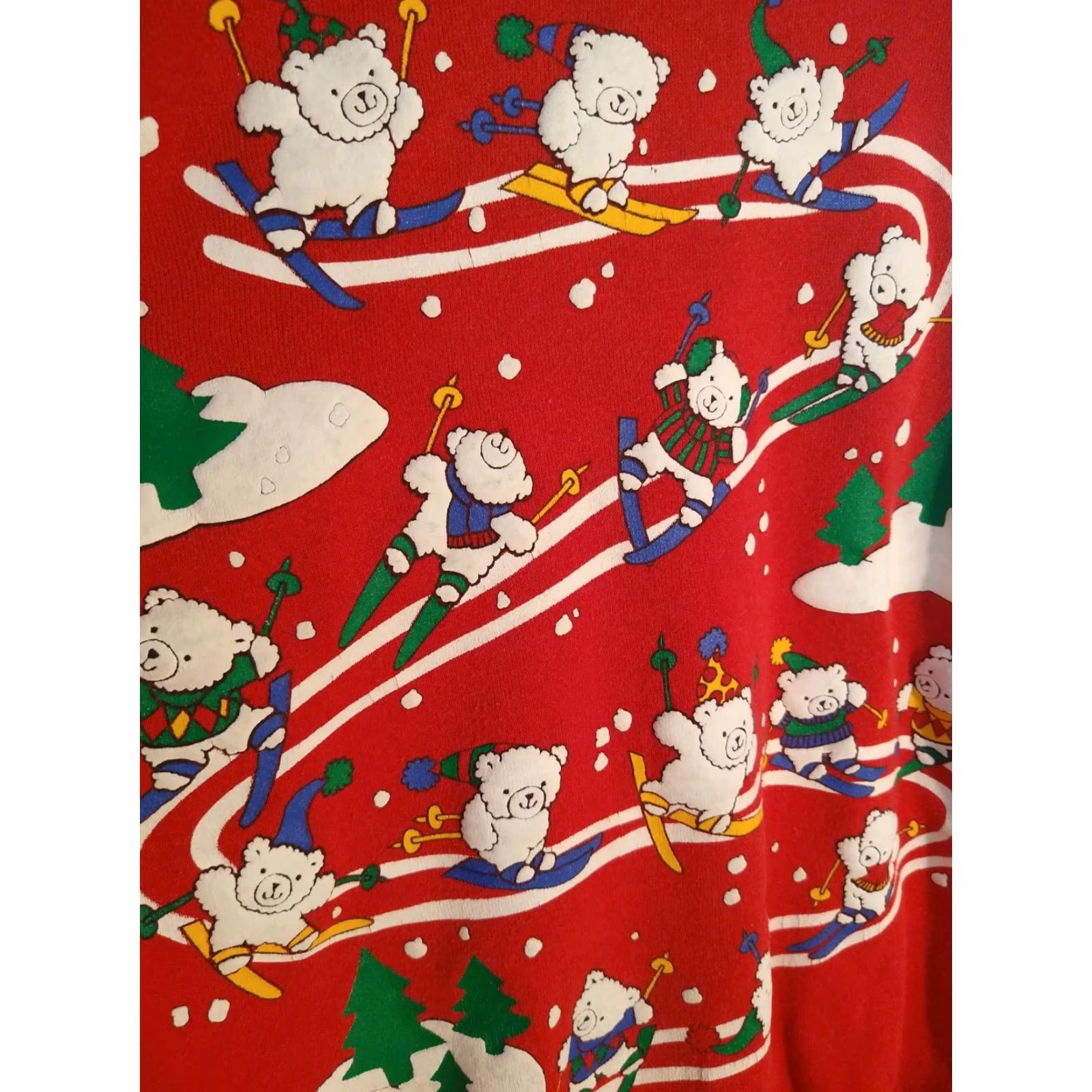Tultex VINTAGE Tultex Skiing Bears Pullover Sweater Size L Men Red Cotton Blend USA Made Winter Oversized Size US L / EU 52-54 / 3 - 3 Thumbnail