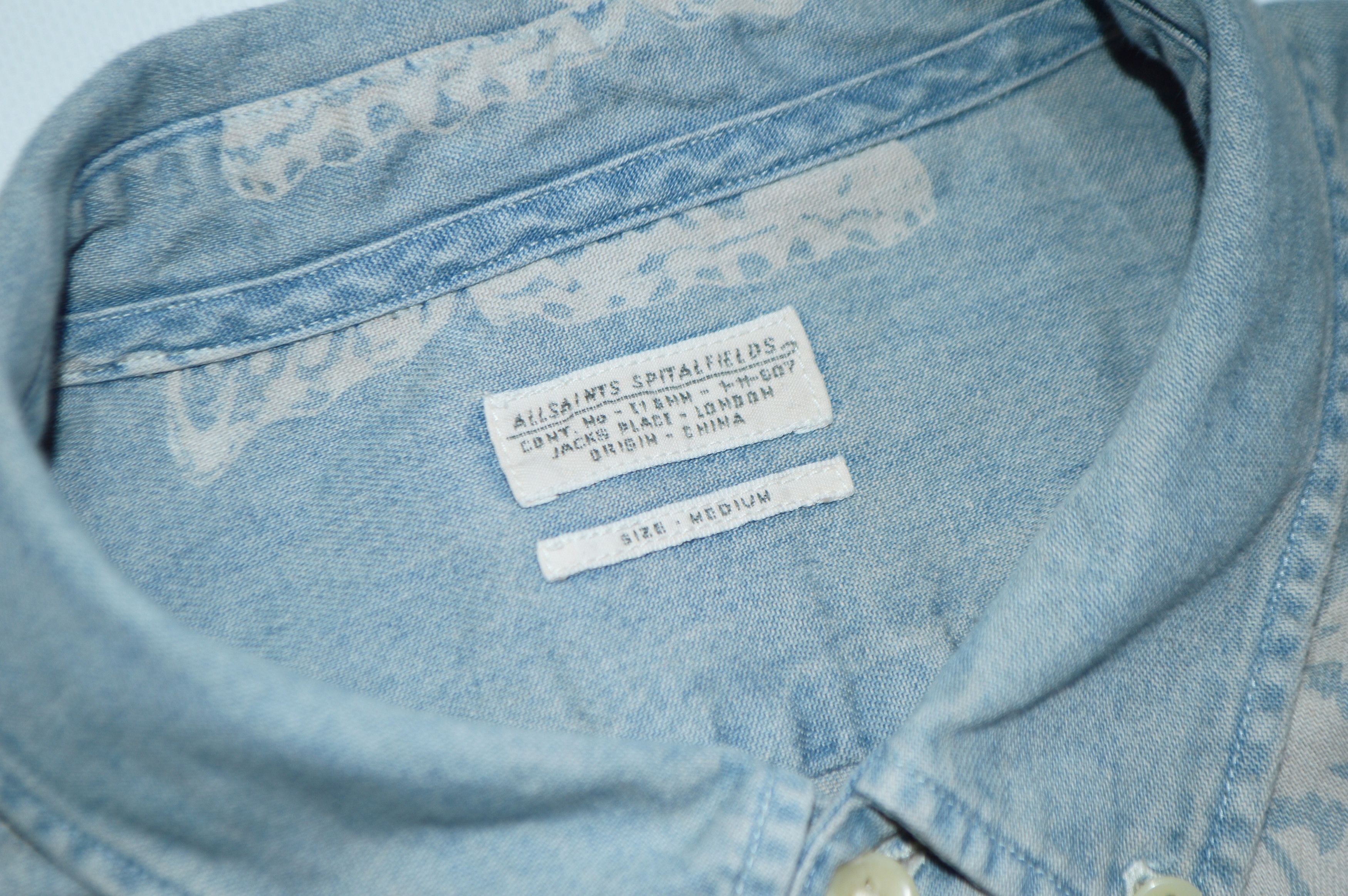 Allsaints Allsaints Papillon S/S Printed Cotton Light Denim Shirt Size US M / EU 48-50 / 2 - 5 Thumbnail