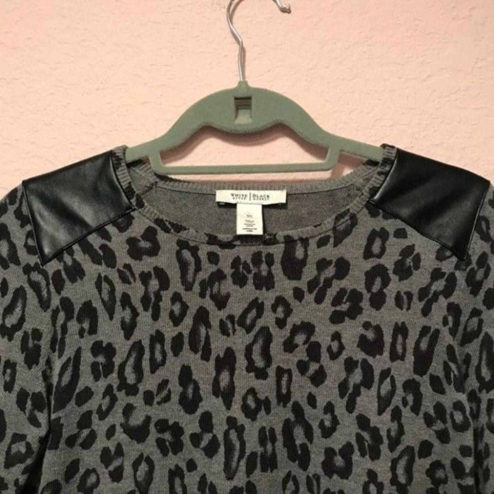 Other White House Black Market Gray and Black Leopard Print Sweate Size S / US 4 / IT 40 - 3 Thumbnail