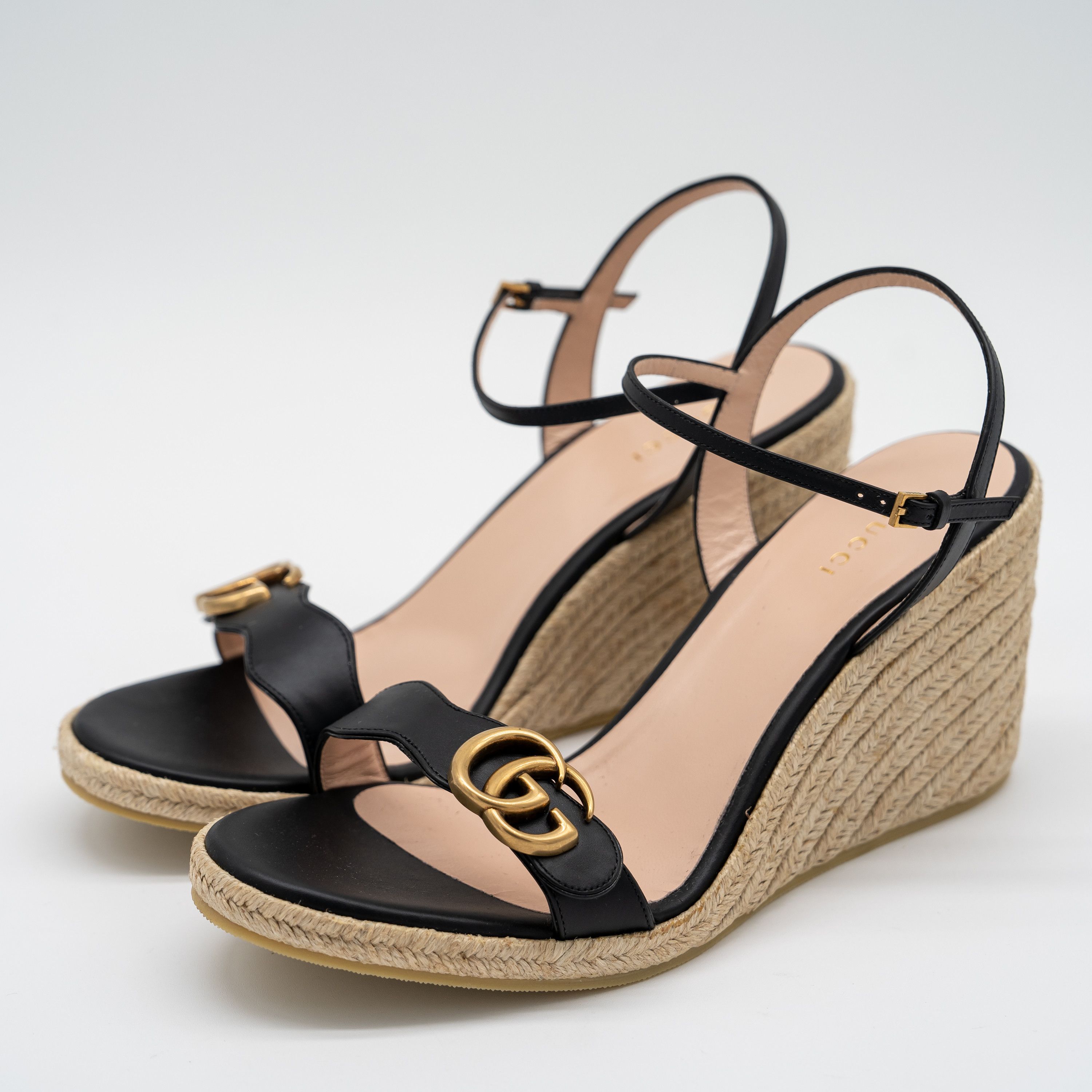 Gucci 12 US Gucci GG Marmont Wedge Espadrille Sandals Black Size US 12 / IT 42 - 1 Thumbnail