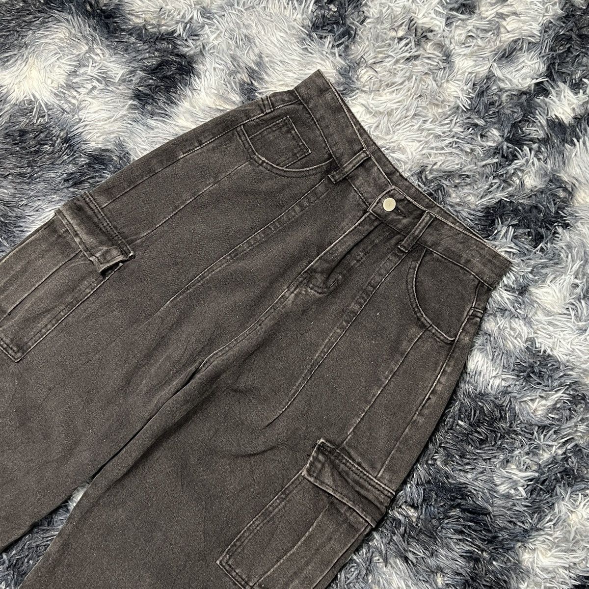The Unbranded Brand Unbranded Wide Loose Denim Cargo Pants Size 26" / US 2 / IT 38 - 3 Thumbnail