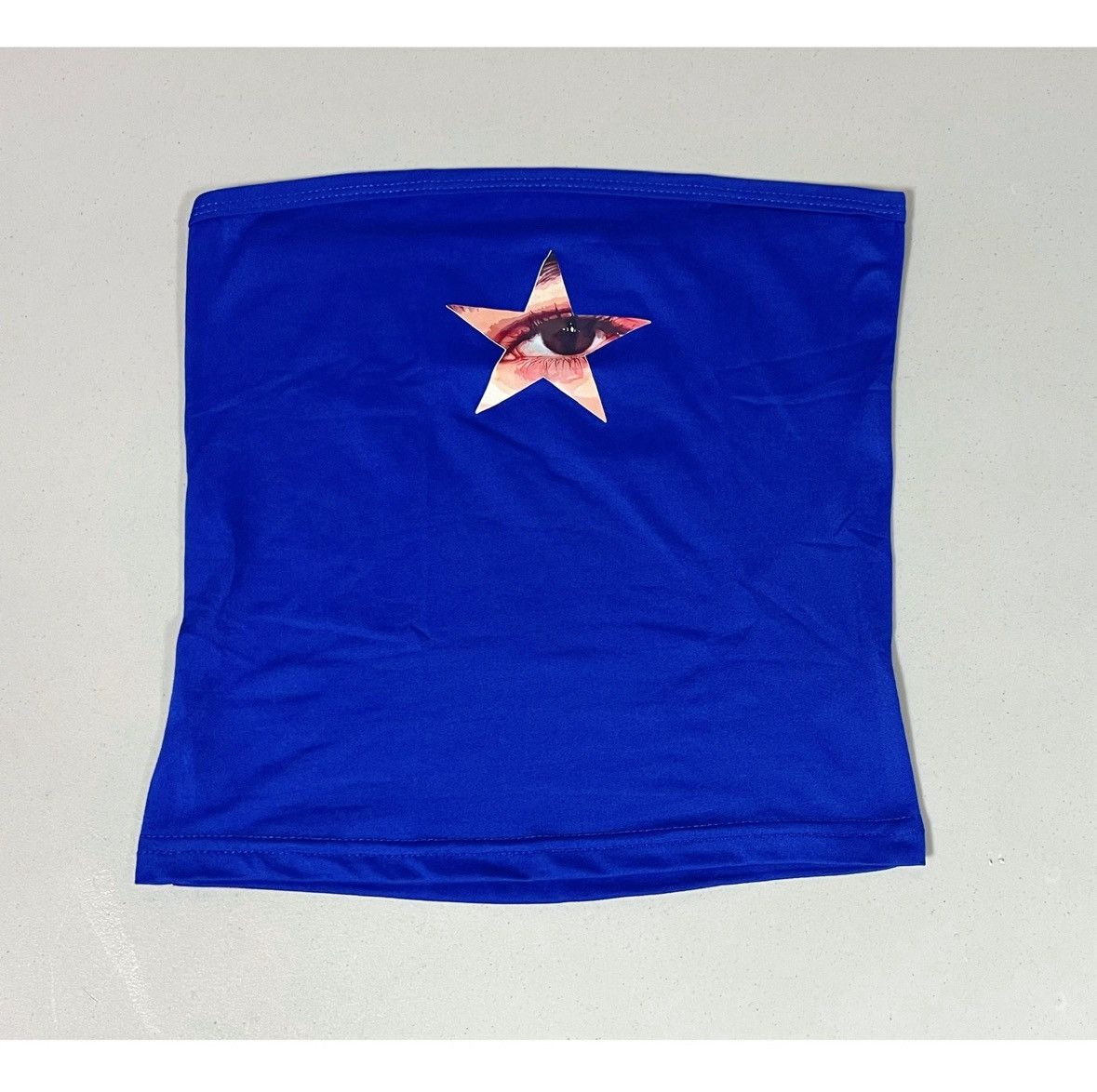 Vintage Blue Neon Eye Star Graphic Tube Top Shirt Tee Size S 👁️💙✨ Size S / US 4 / IT 40 - 2 Thumbnail