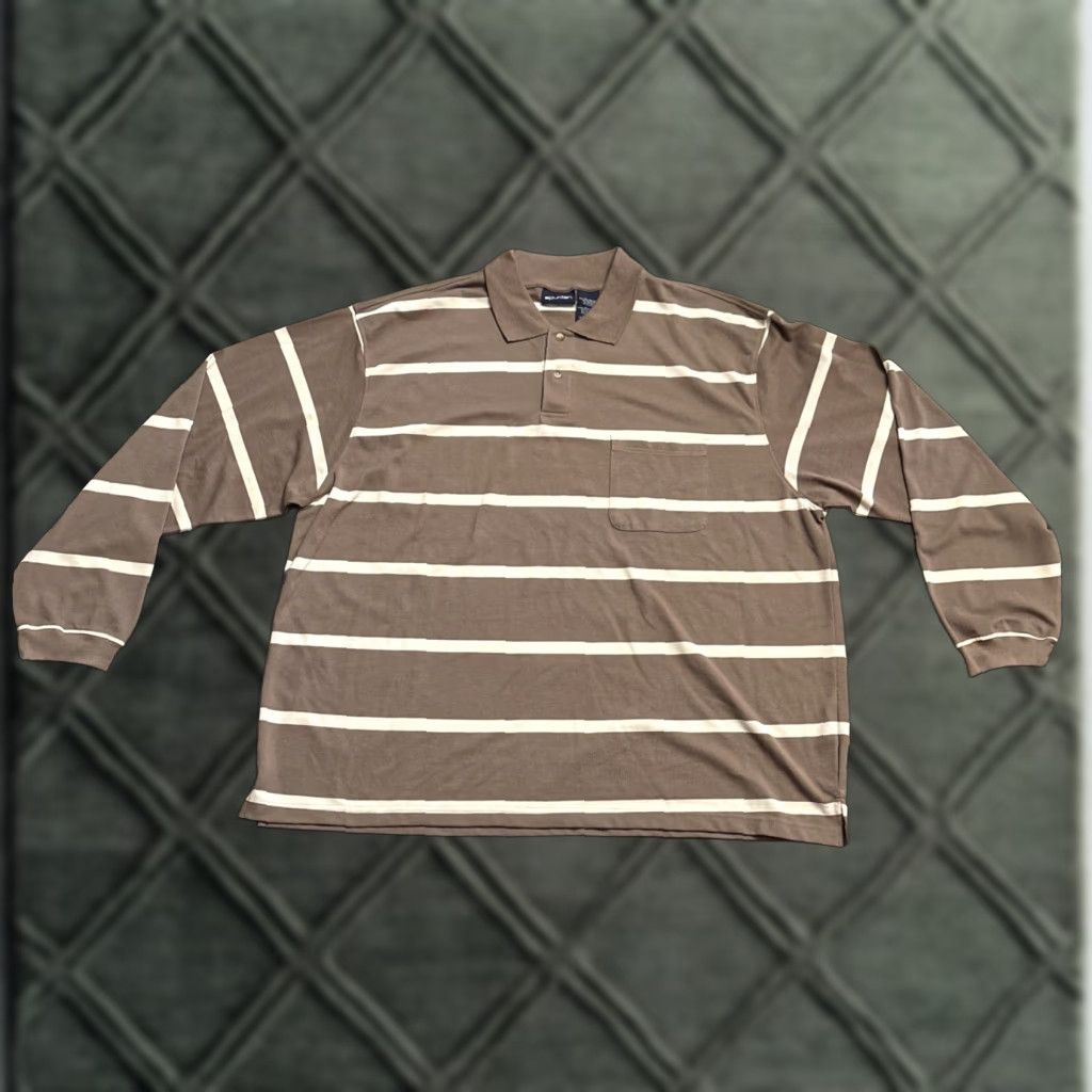 Vintage NWT Puritan Big & Tall Polo Shirt Striped Brown 3X Large Big 3X Men Casual Pocket Long Sleeve Cotton Polyester Size US XXL / EU 58 / 5 - 1 Thumbnail