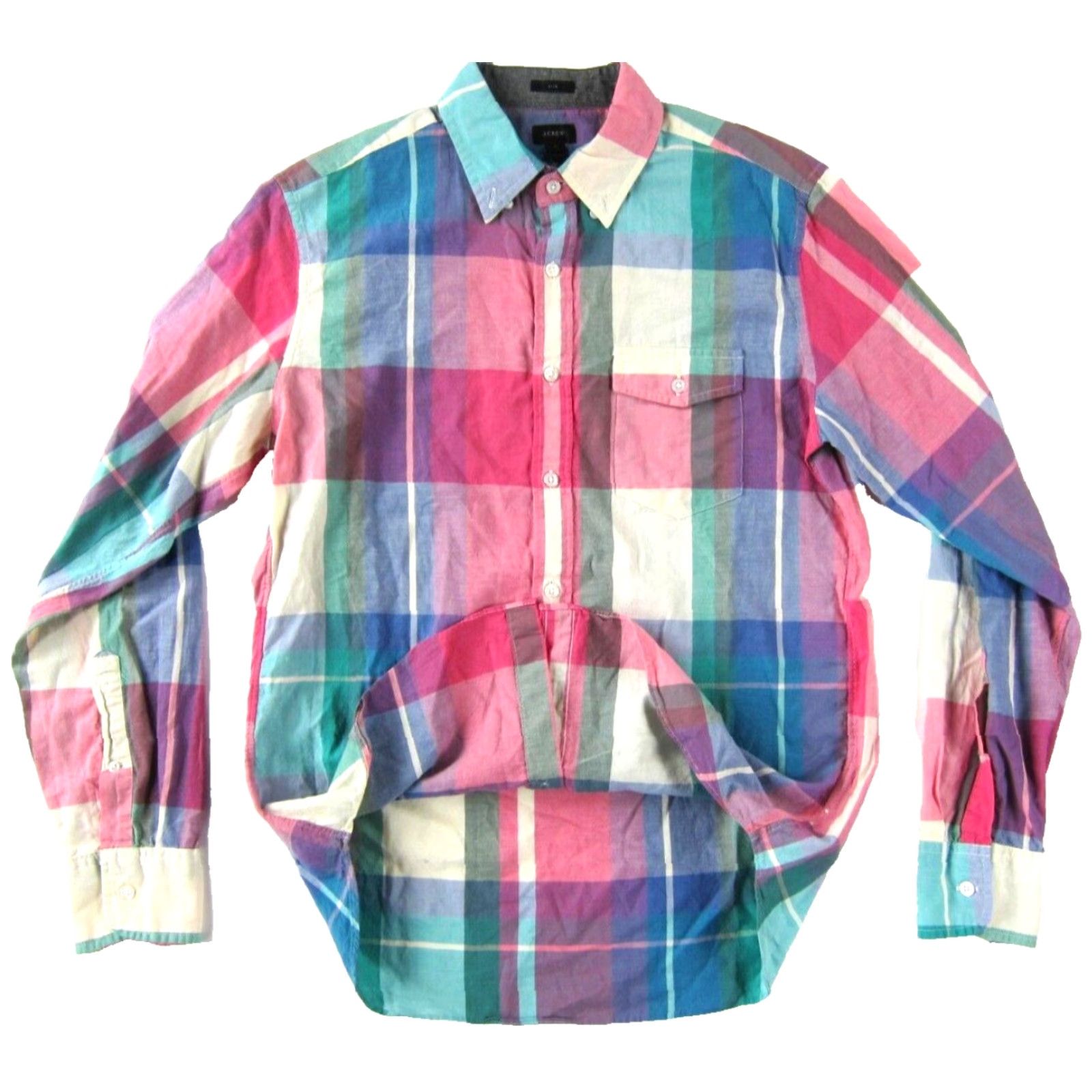 J.Crew J.CREW Pink Blue Plaid Lightweight Cotton Long Sleeve Slim Shirt Men Med Size US L / EU 52-54 / 3 - 5 Thumbnail