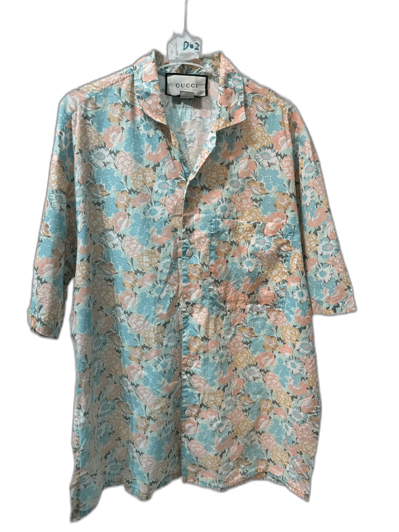 Gucci Blue Floral Short Sleeve Shirt