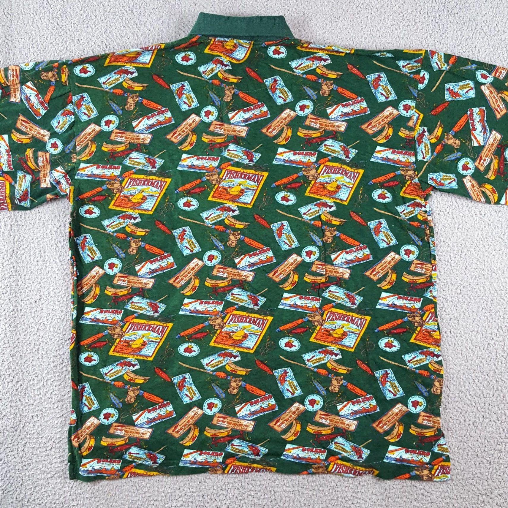 Vintage VINTAGE Sauce Polo Shirt Shirt XL Green Fisherman All Over Print Button Collar Polo Shirt 90s Outdoor Fashion Size US XL / EU 56 / 4 - 5 Thumbnail