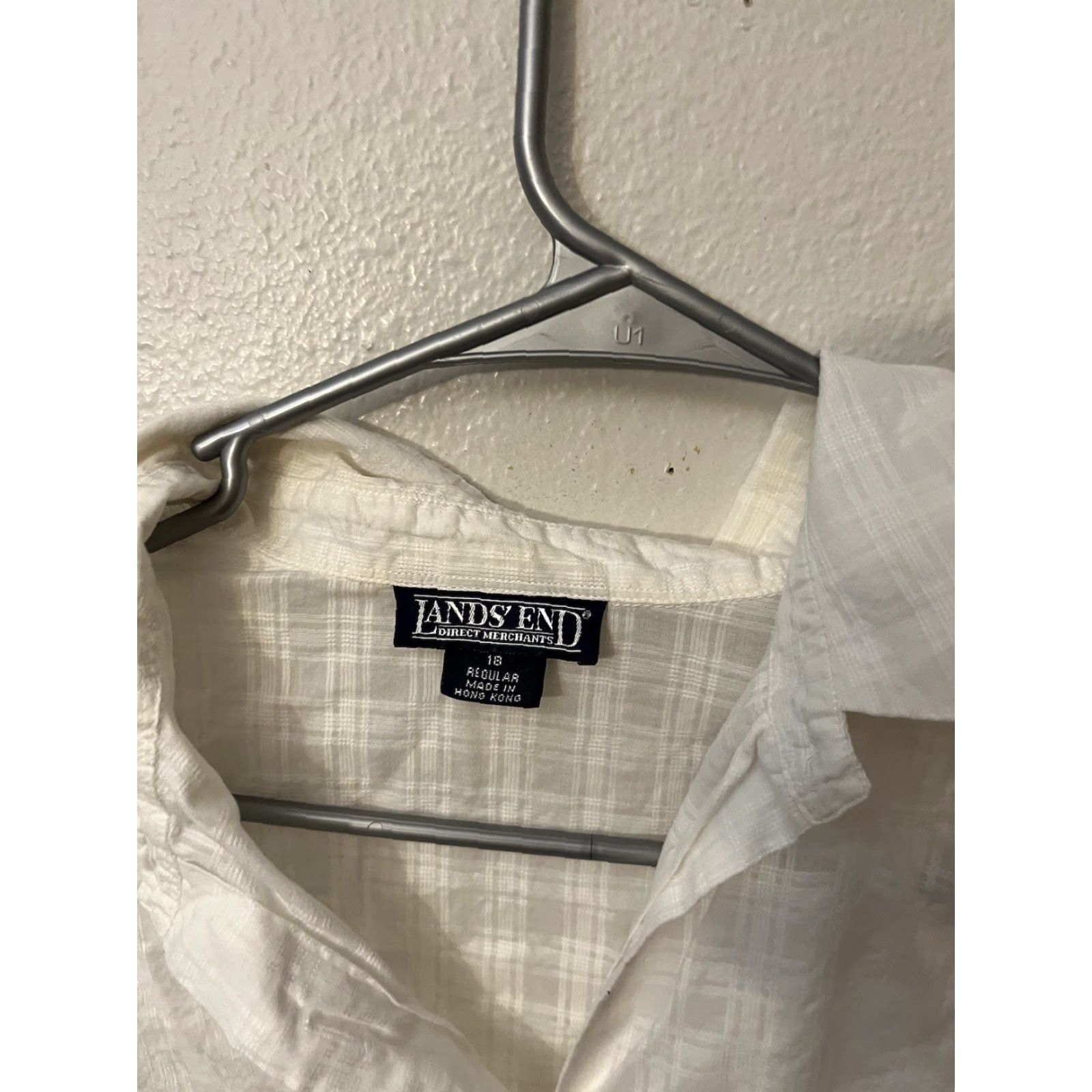 Lands' End Lands’ End Women’s Button-Down Shirt White Cotton Vintage 18 Casual Floral Long Sleeve Collared Size XXL / US 16-18 / IT 52-54 - 2 Thumbnail