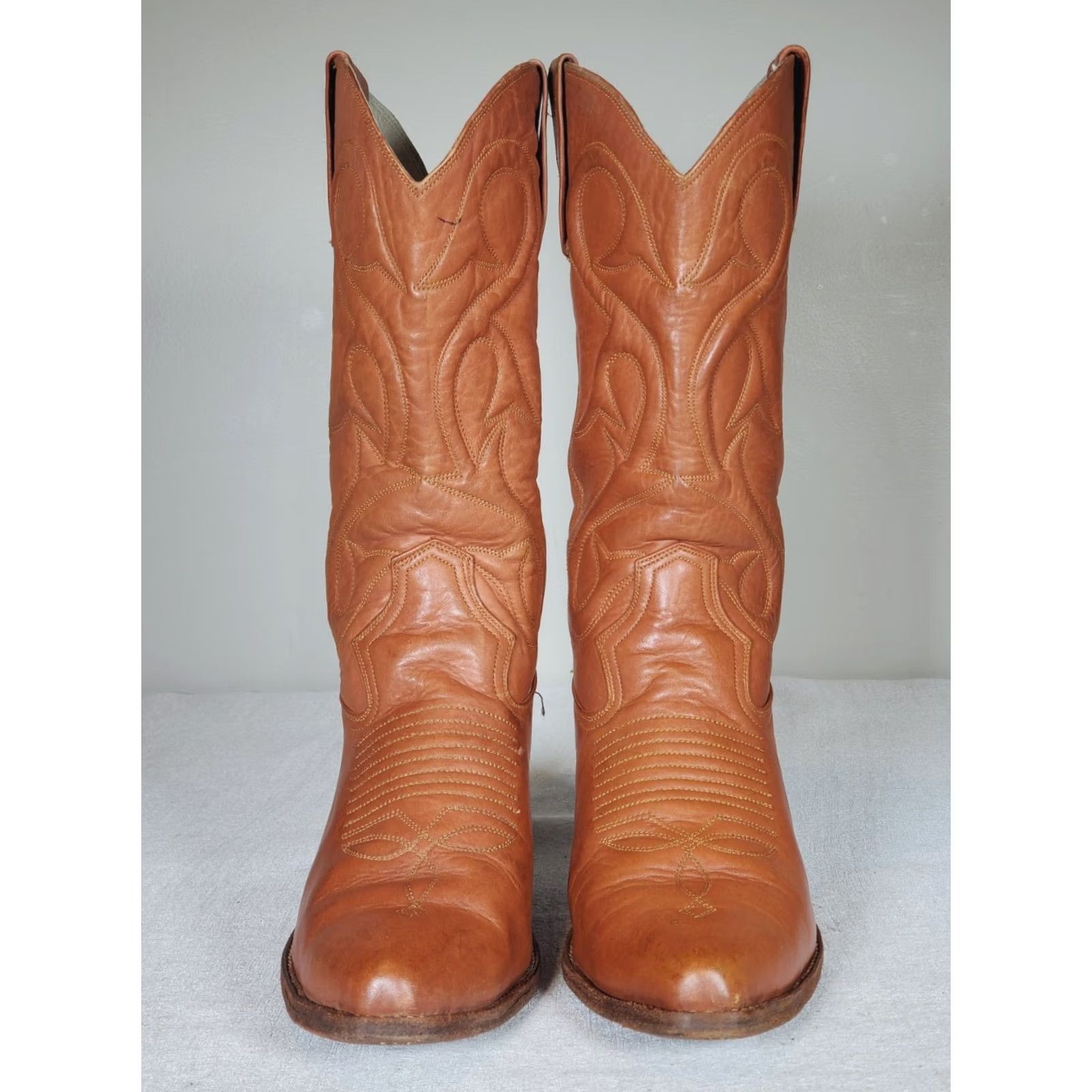 Vintage VTG Light Brown Leather Western Cowgirl Boots Embroidered Women's US 6* Dress/Boots Casual Western, Cowgirl, Ranch Mens Womens Girls Boys Size US 6 / IT 36 - 6 Thumbnail