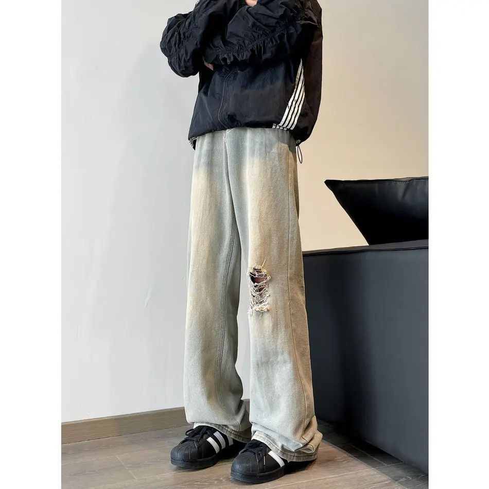 Japanese Brand × Jean Retro loose fringed ripped jeans Size US 30 / EU 46 - 2 Thumbnail