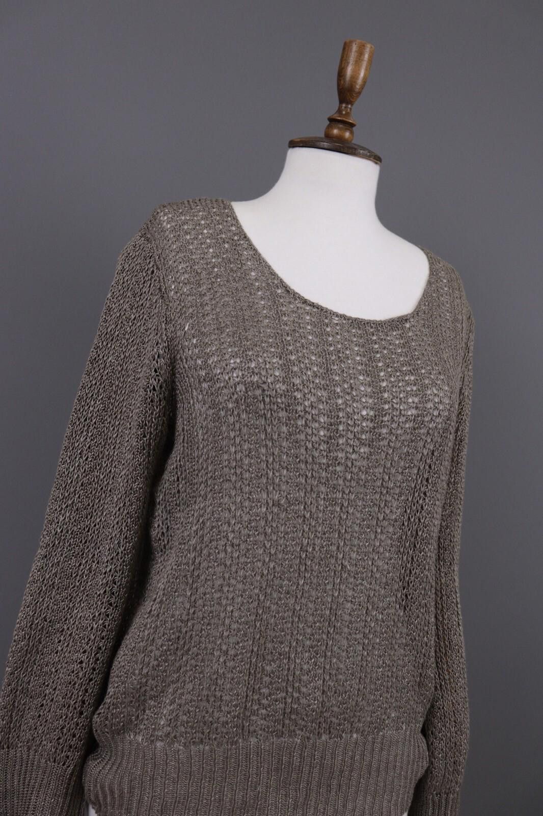 Oscar De La Renta Oska Brown Lagenlook Relaxed Linen Sweater Size 2 / M Size XS / US 0-2 / IT 36-38 - 5 Thumbnail