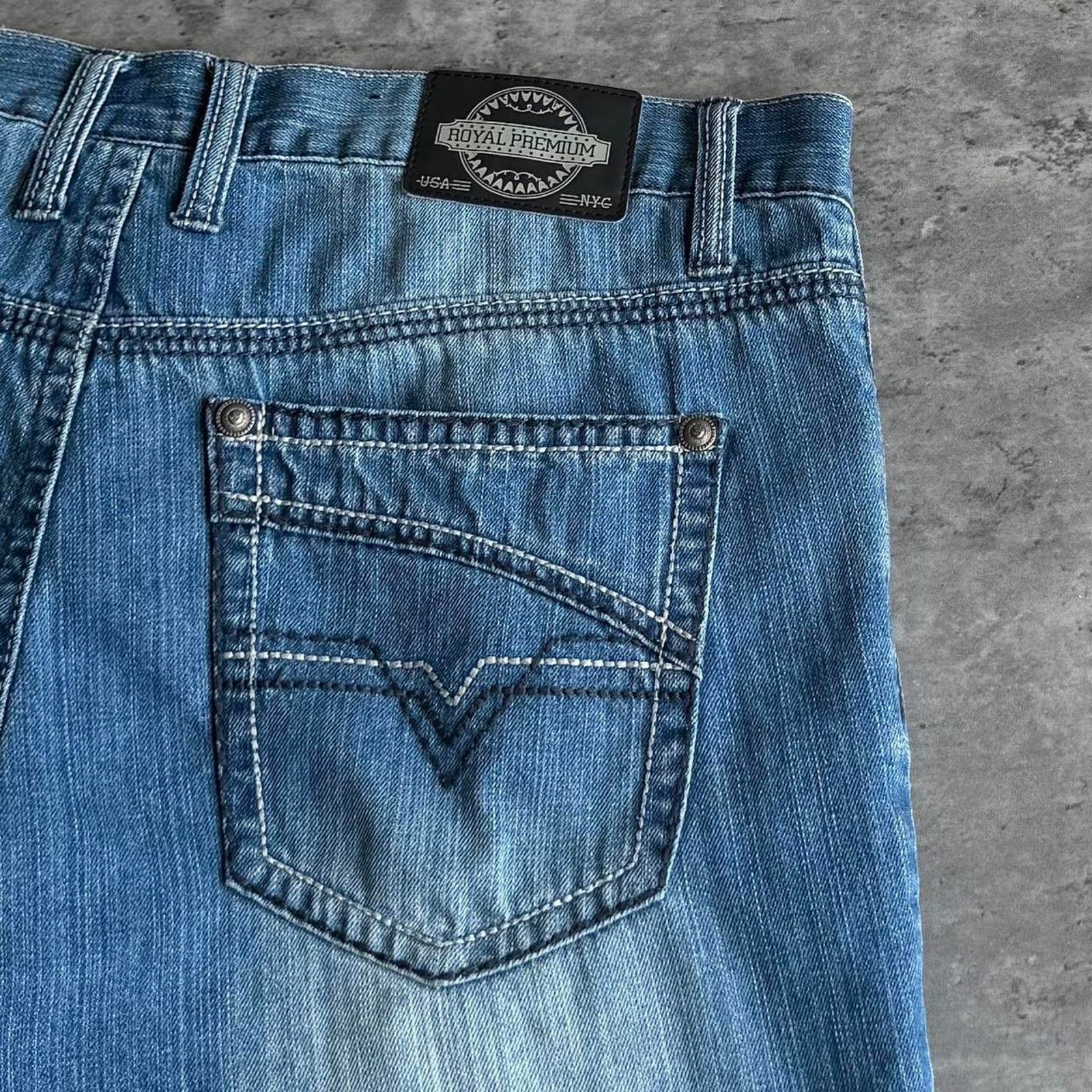 Japanese Brand × Vintage Vintage Y2K Royal Premium Embroidered Streetwear Denim Jeans Size US 34 / EU 50 - 3 Thumbnail